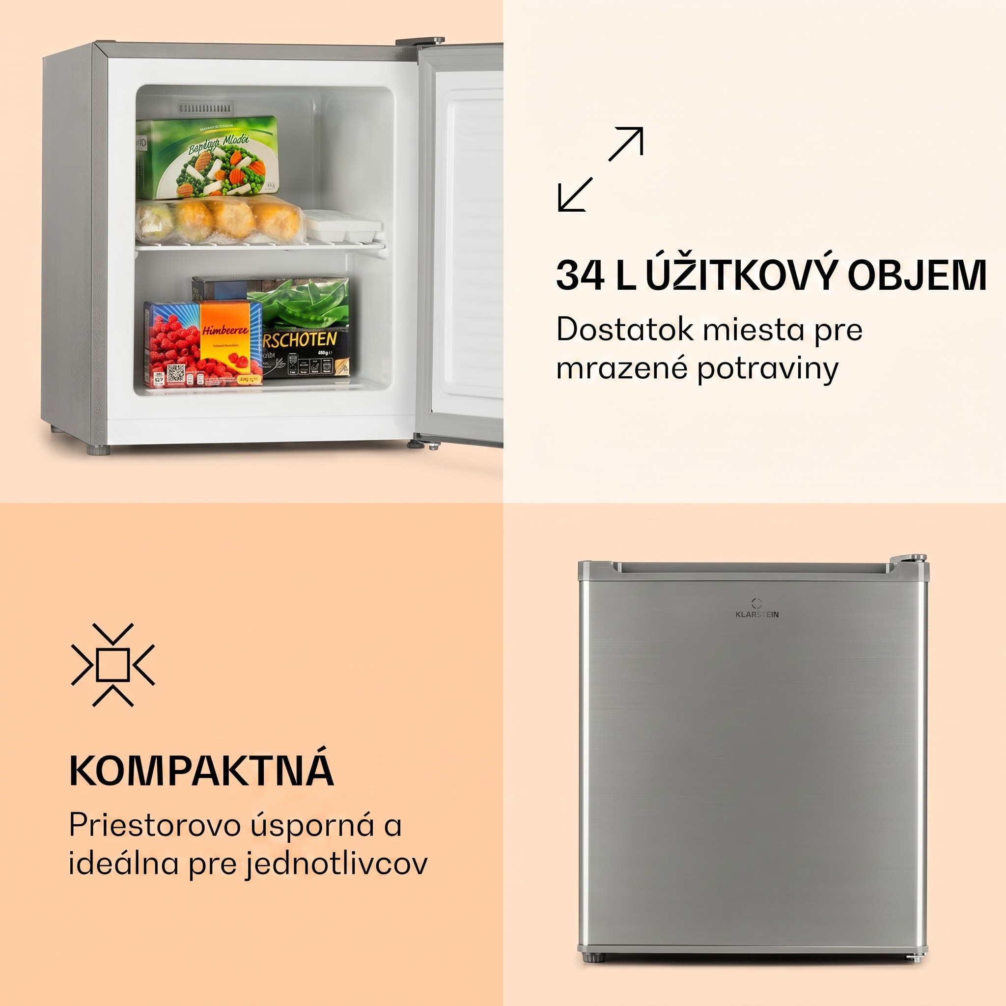 Klarstein Garfield Eco E, mraznička, 33 l, 4 hviezdičky, kompaktná, strieborná – Obrázok 4