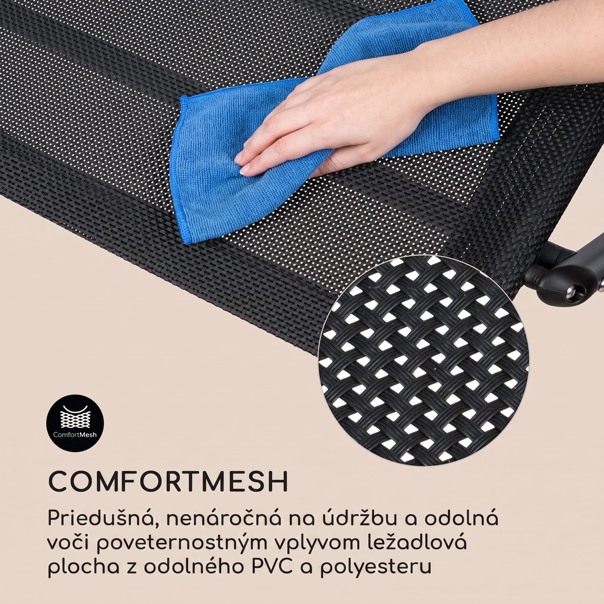 Blumfeldt The Big Easy hojdacia lehátko čierne, odolné voči poveternostným vplyvom, max. 350 kg, UV ochrana – Obrázok 4