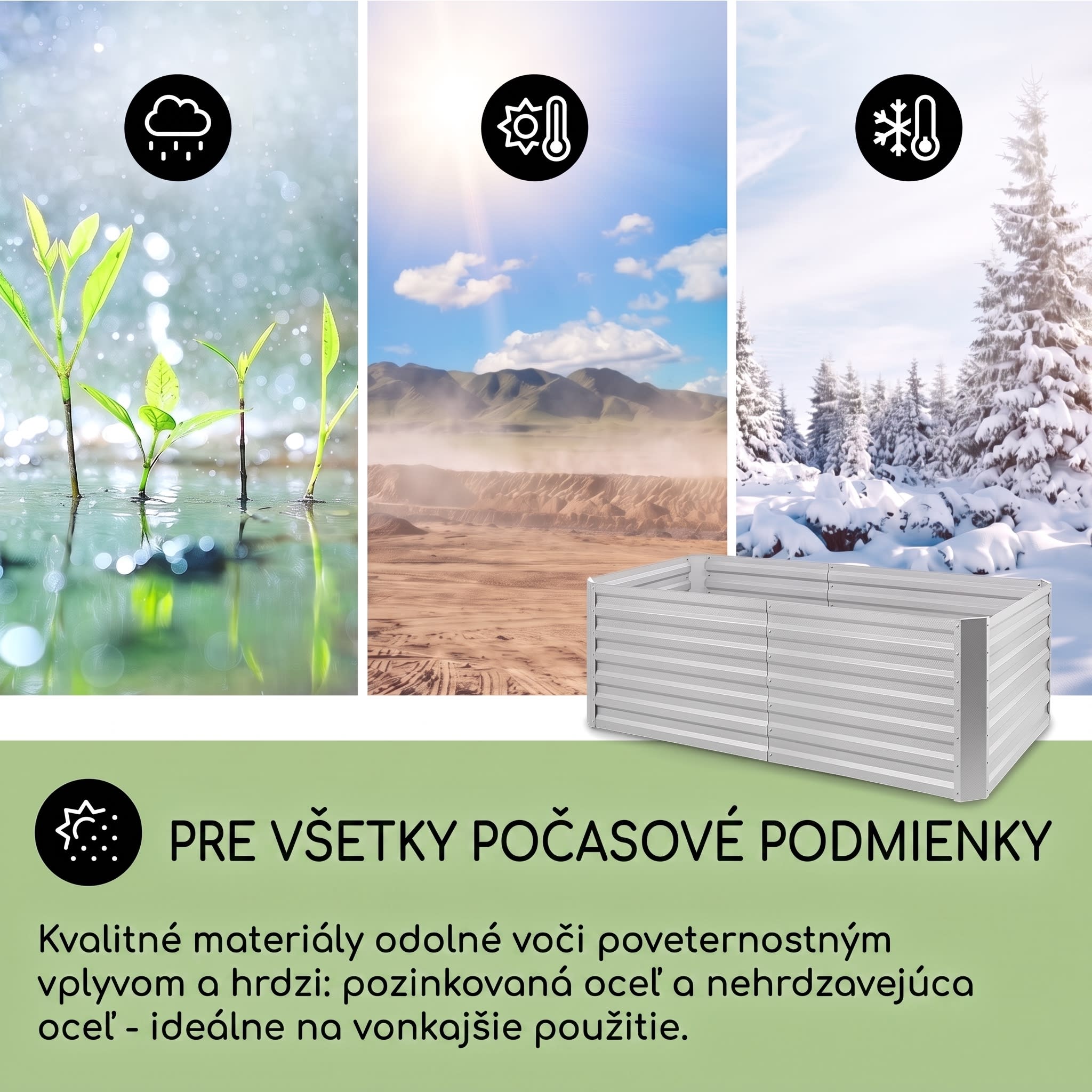 Blumfeldt High Grow Straight, vyvýšený záhon, 180 x 60 x 90 cm, 970 l, oceľ, pozinkovaný, strieborný – Obrázok 2