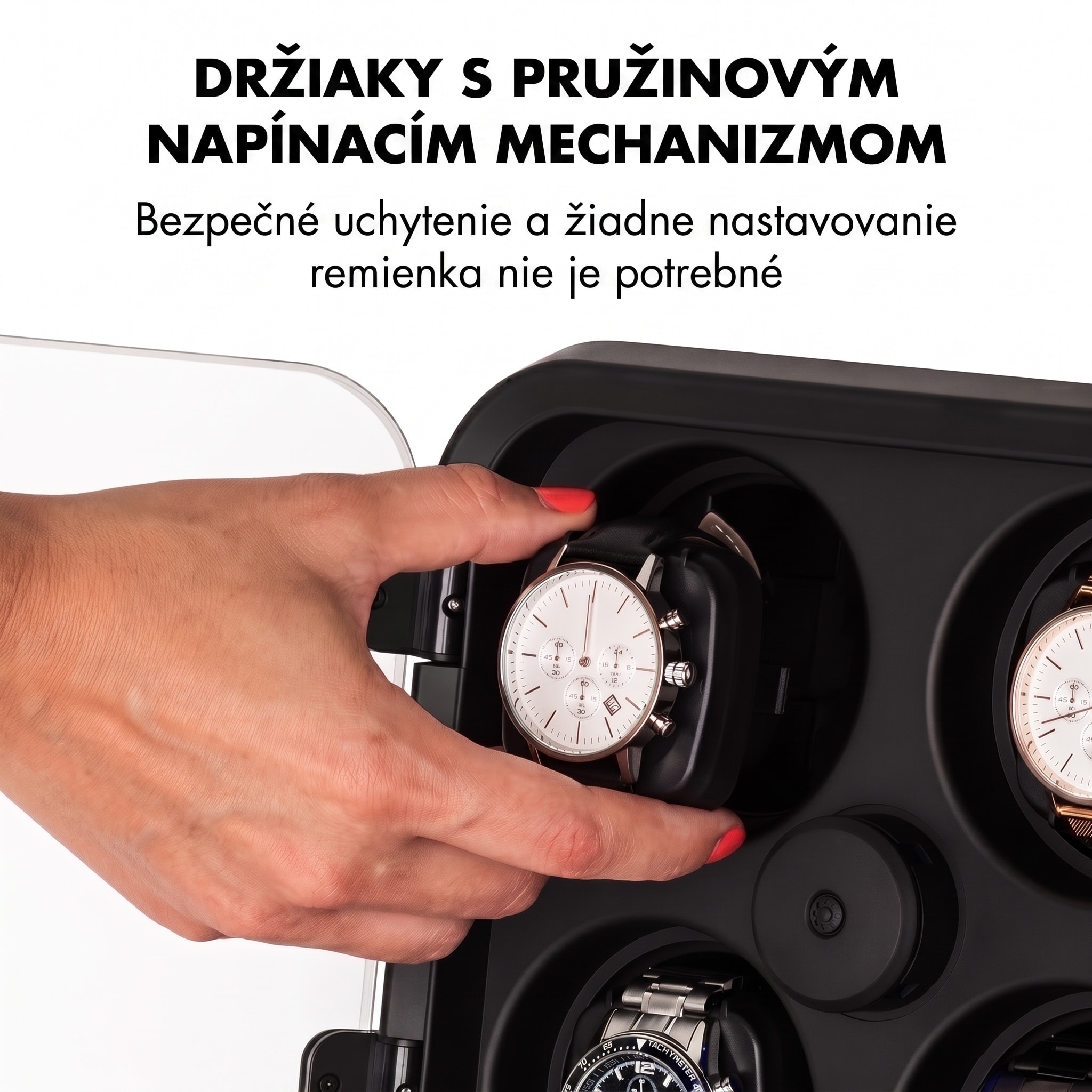 Klarstein Clover, naťahovač na hodinky, 4 hodiniek, 3 otáčania, 4 rýchlosti, modré LED osvetlenie, plastový kryt – Obrázok 4