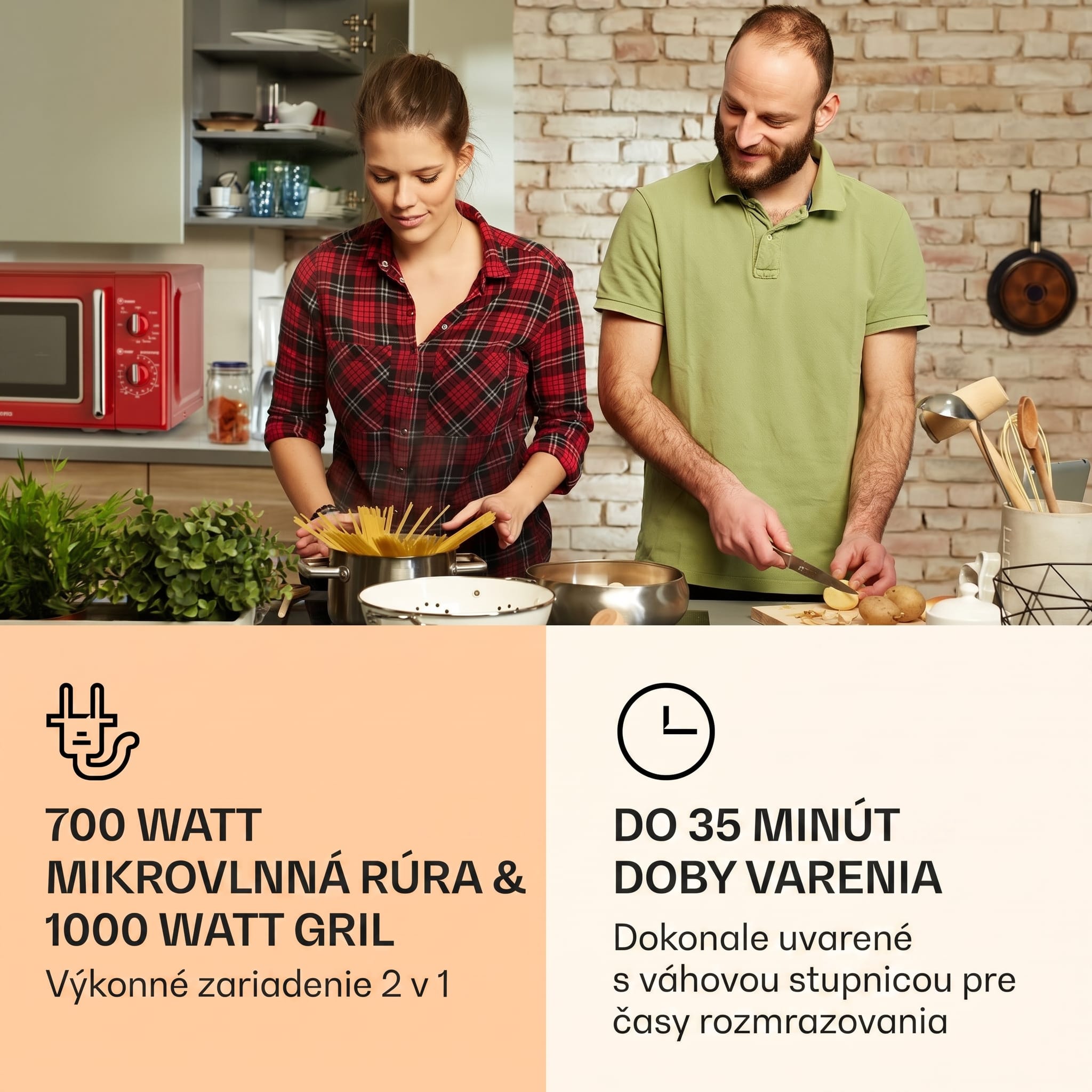 Klarstein Caroline, mikrovlnná rúra, 20 l, 700/1000 W, Ø 25,5 cm, QuickSelect, retro, červená – Obrázok 2