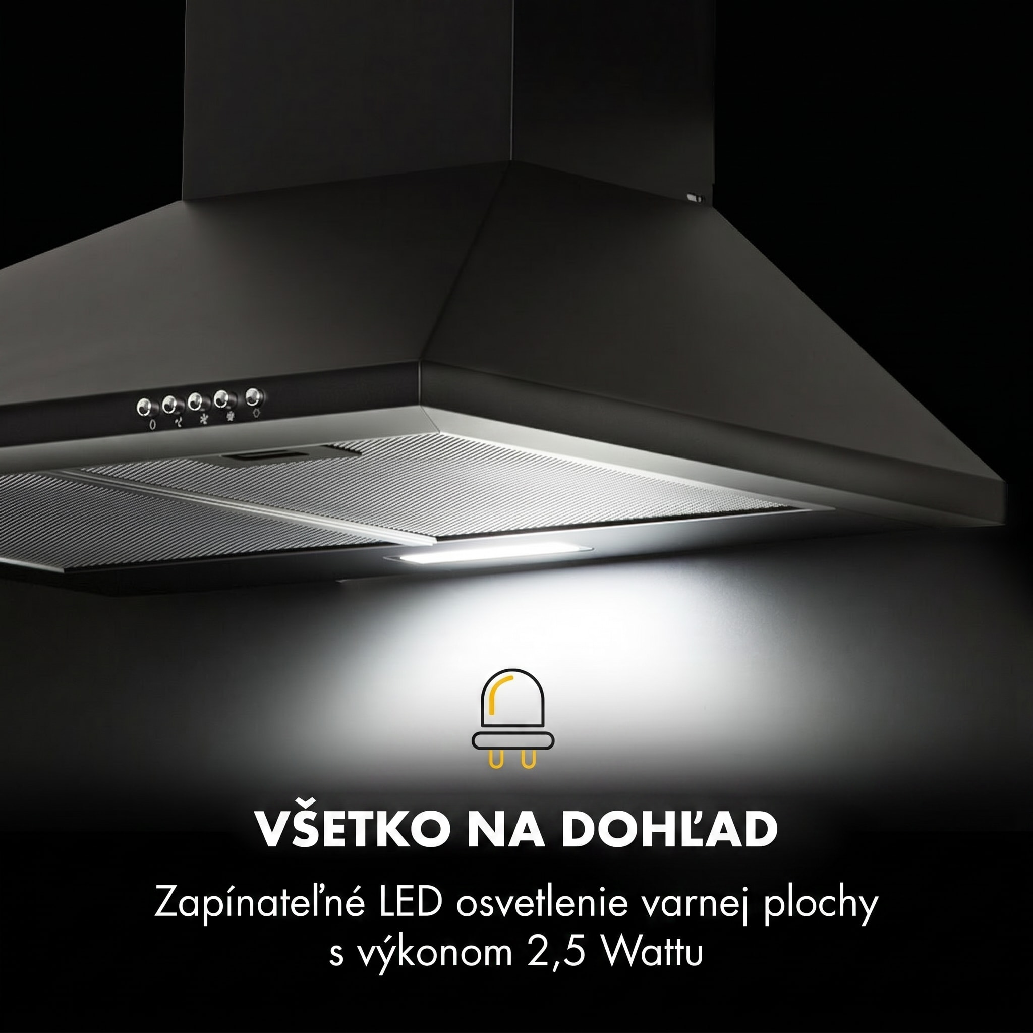 Klarstein Zugspitze 60, digestor, 60 cm, nástenný, 337 m³/h, LED, čierny – Obrázok 5