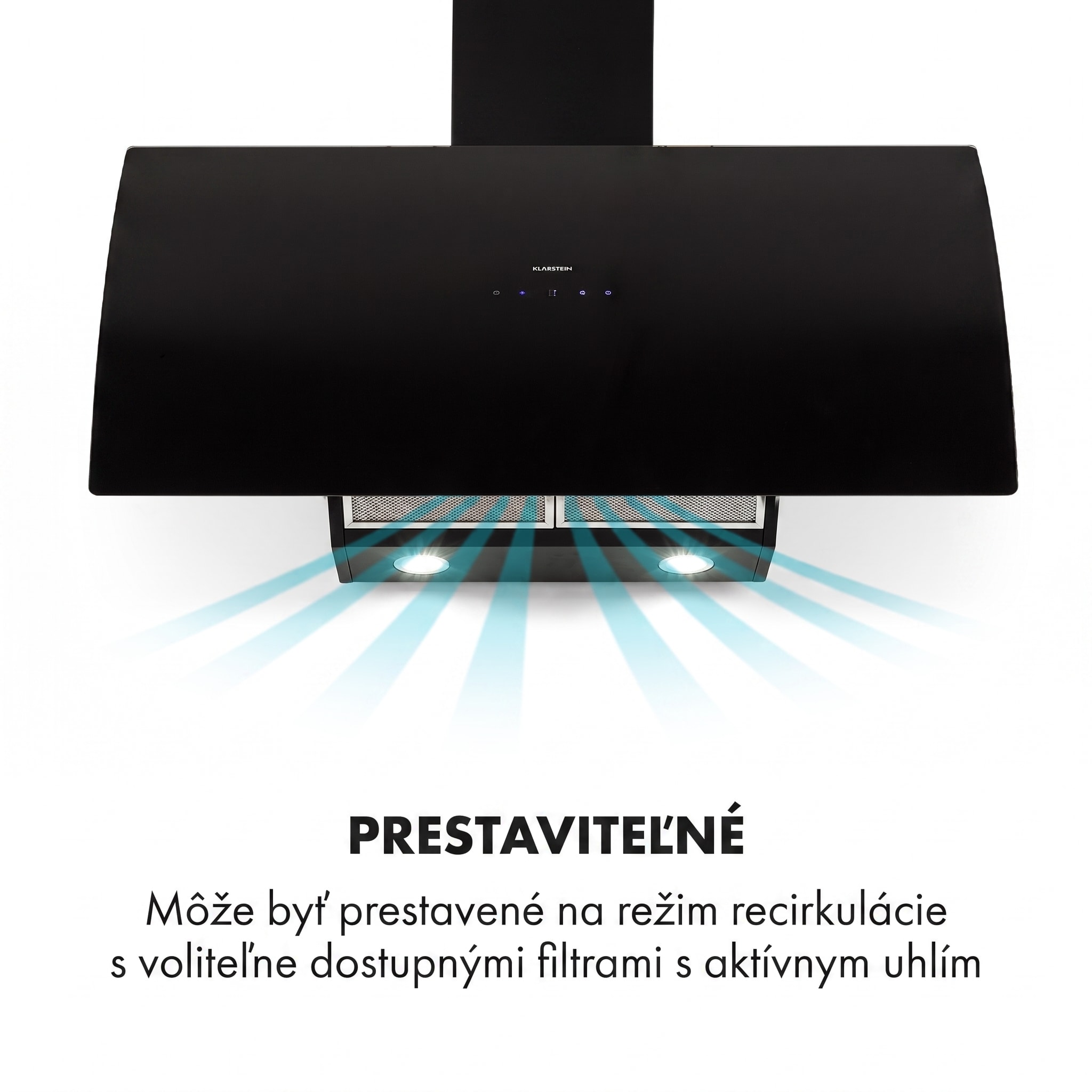 Klarstein Annabelle 90, digestor, 90 cm, nástenný, 641 m³/h, dotykový panel, sklo, čierny – Obrázok 5