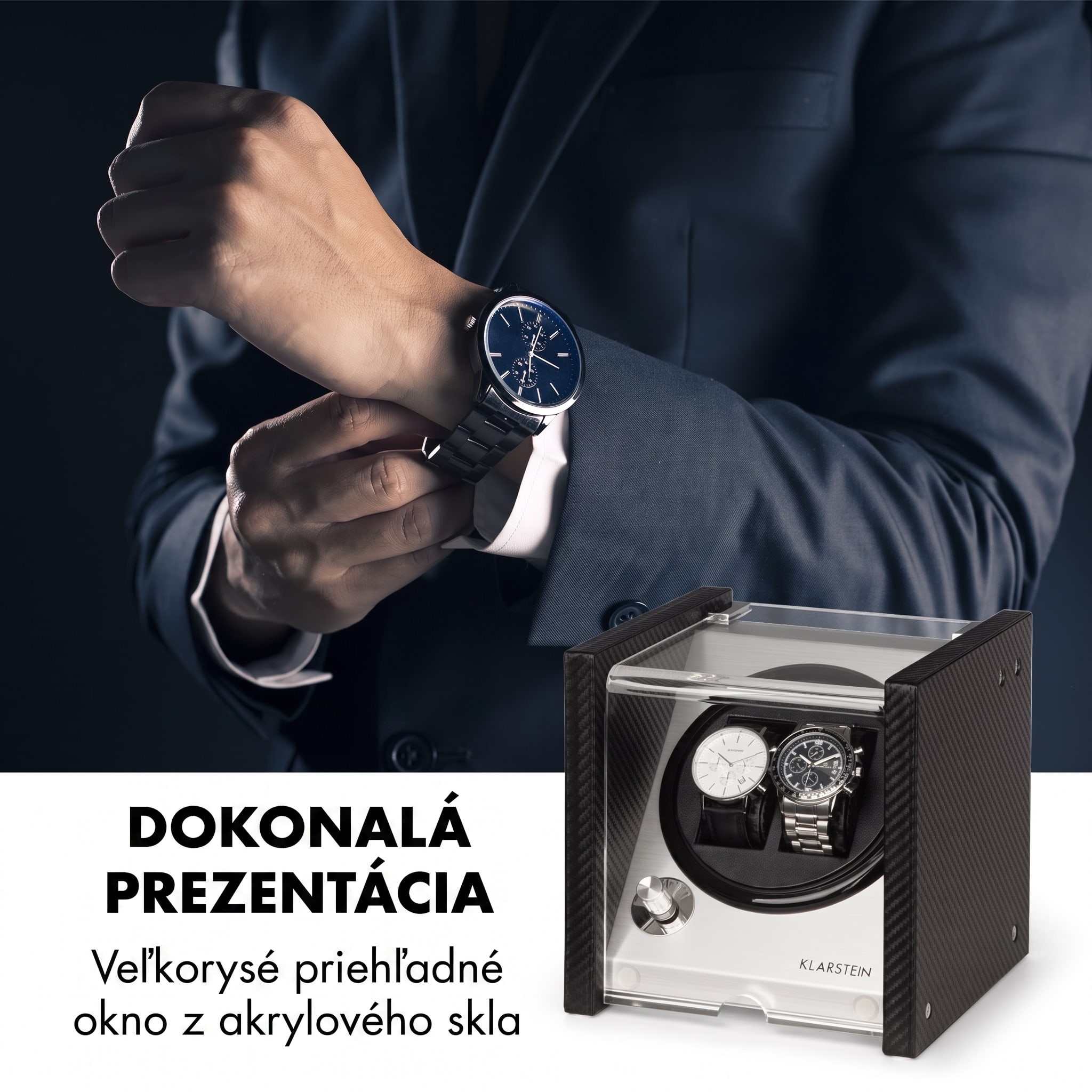 Klarstein Tokyo 2, naťahovač na hodinky, 2 hodiniek, 3 rýchlosti, 4 režimy, čierny – Obrázok 2