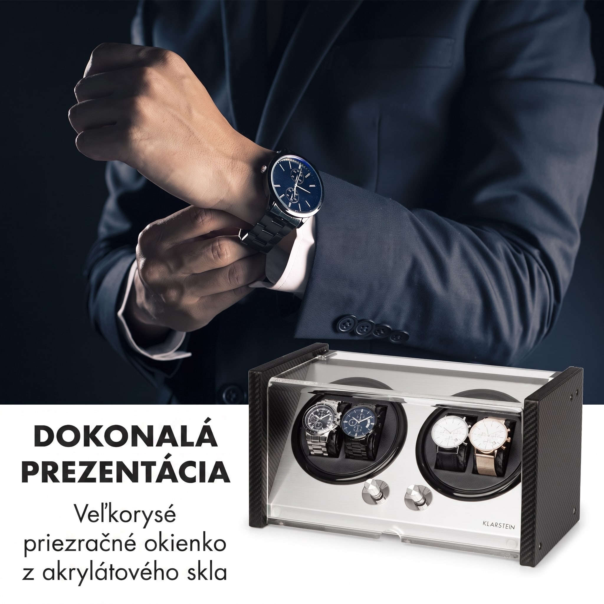 Klarstein Tokyo 4, naťahovač na hodinky, 4 hodiniek, 3 rýchlosti, 4 režimy, čierny – Obrázok 2