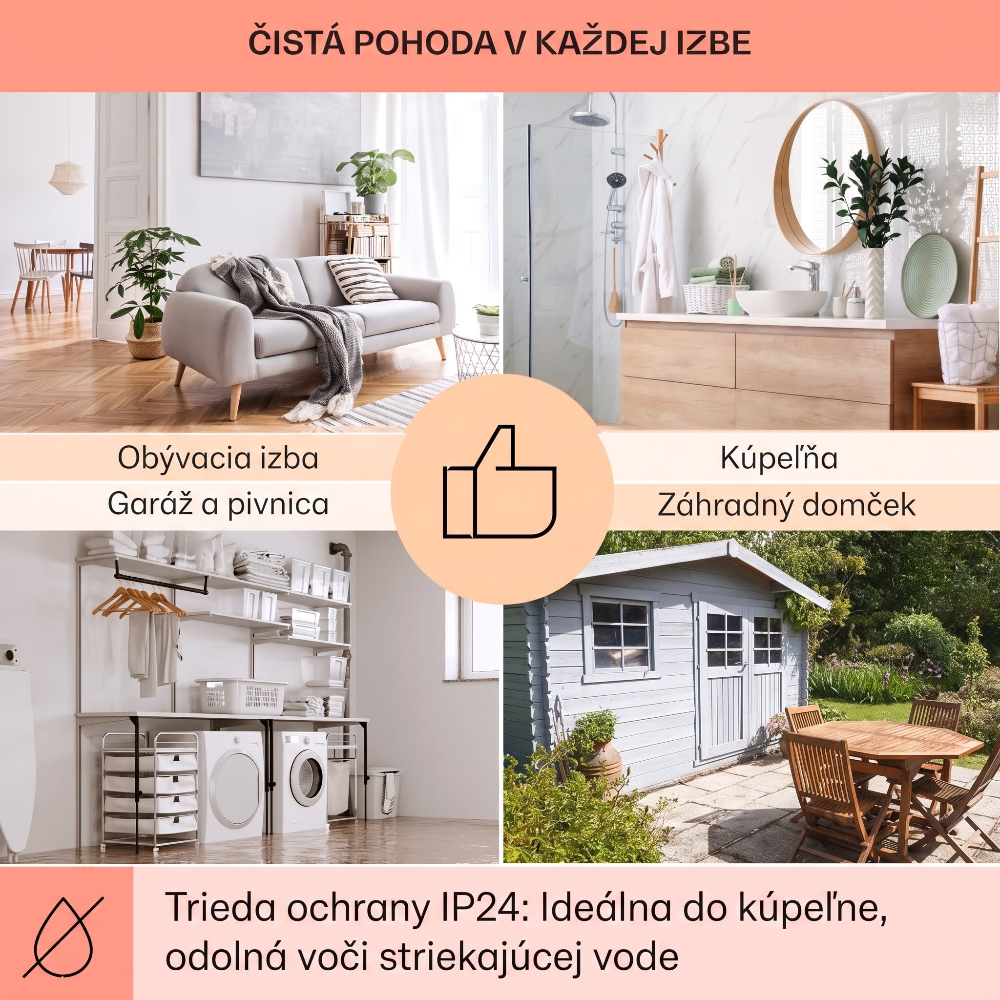 Klarstein Wonderwall 36, infračervený ohrievač, 60 x 60 cm, 360 W, týždenný časovač, IP24 – Obrázok 5