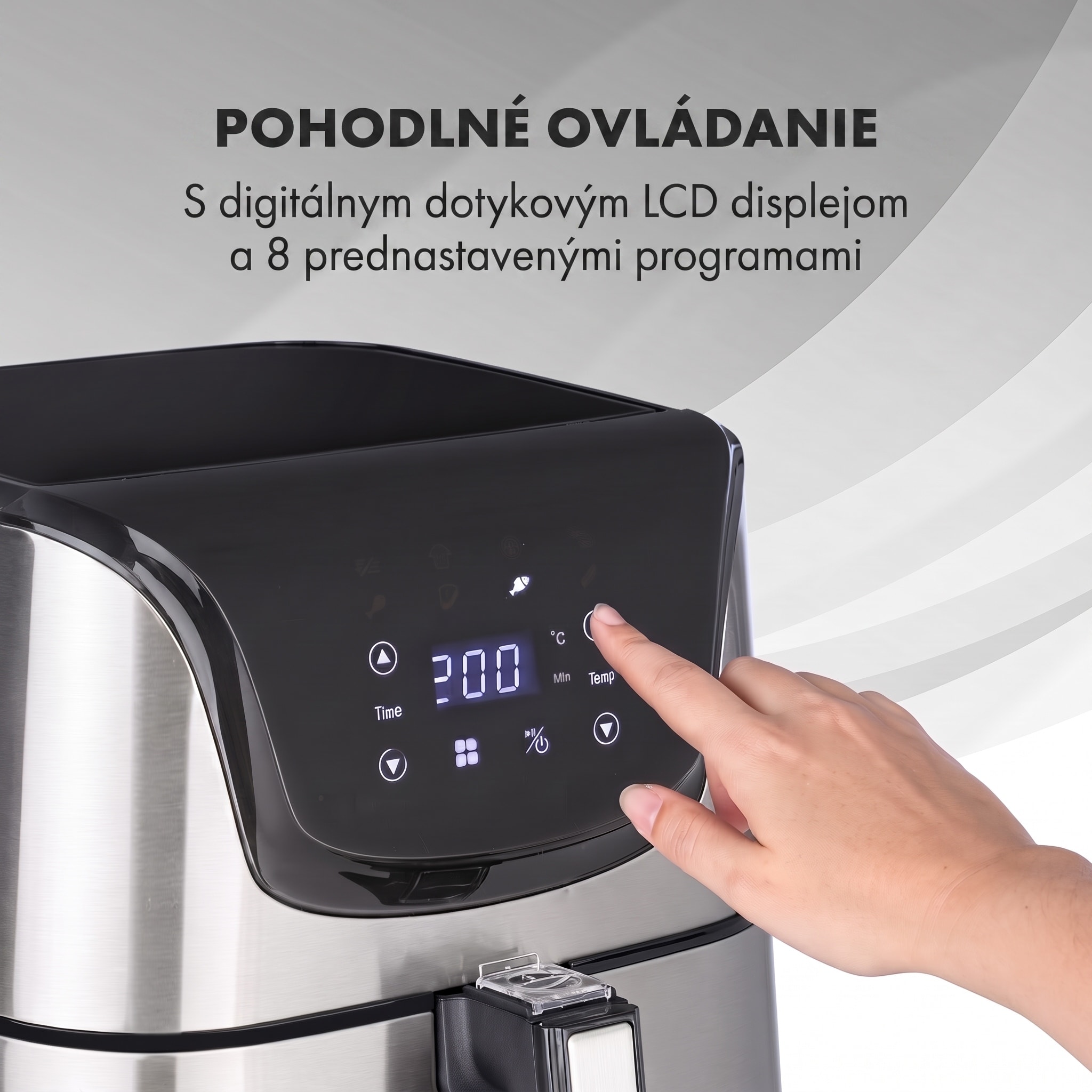 Klarstein AeroVital Deluxe, teplovzdušná fritéza, 1700 W, 5 l, nehrdzavejúca oceľ – Obrázok 4