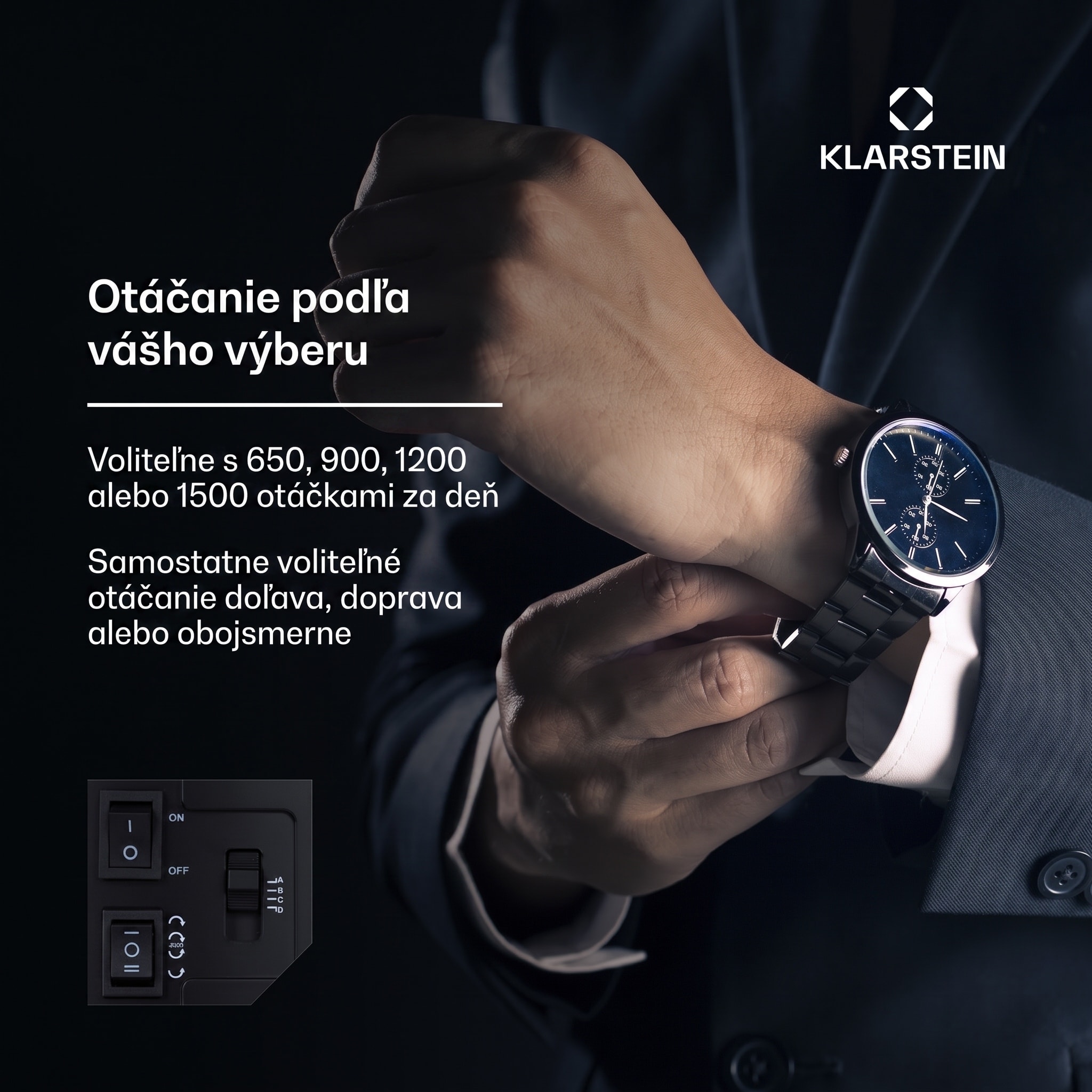 Klarstein St. Gallen Premium, naťahovač na hodinky, 2 hodiniek, 4 rýchlosti, čierny – Obrázok 3