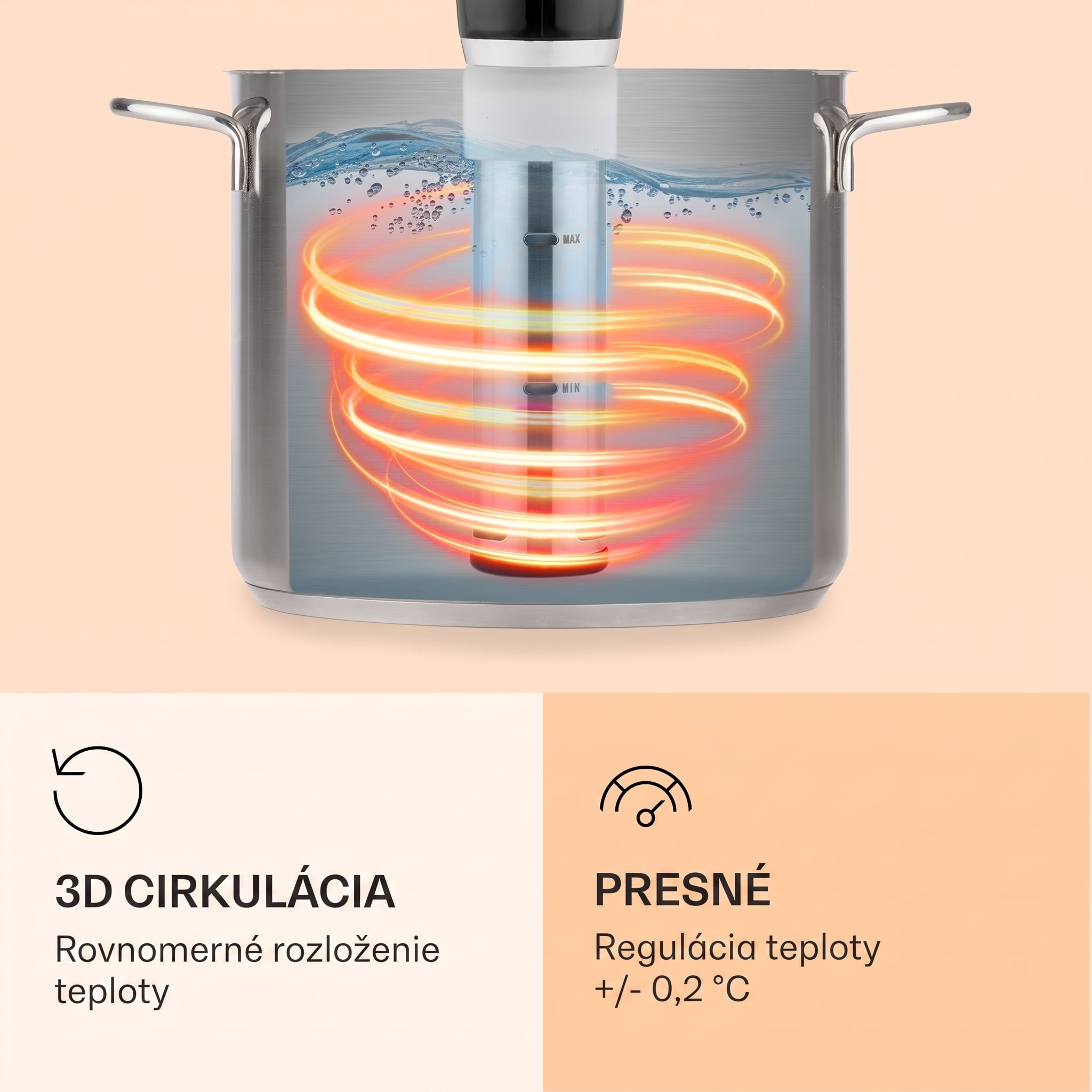 Klarstein Quickstick Flex, Sous Vide varič, 1300 W, 0 - 95 °C, 3D cirkulácia, IPX7, časovač, čierny – Obrázok 5