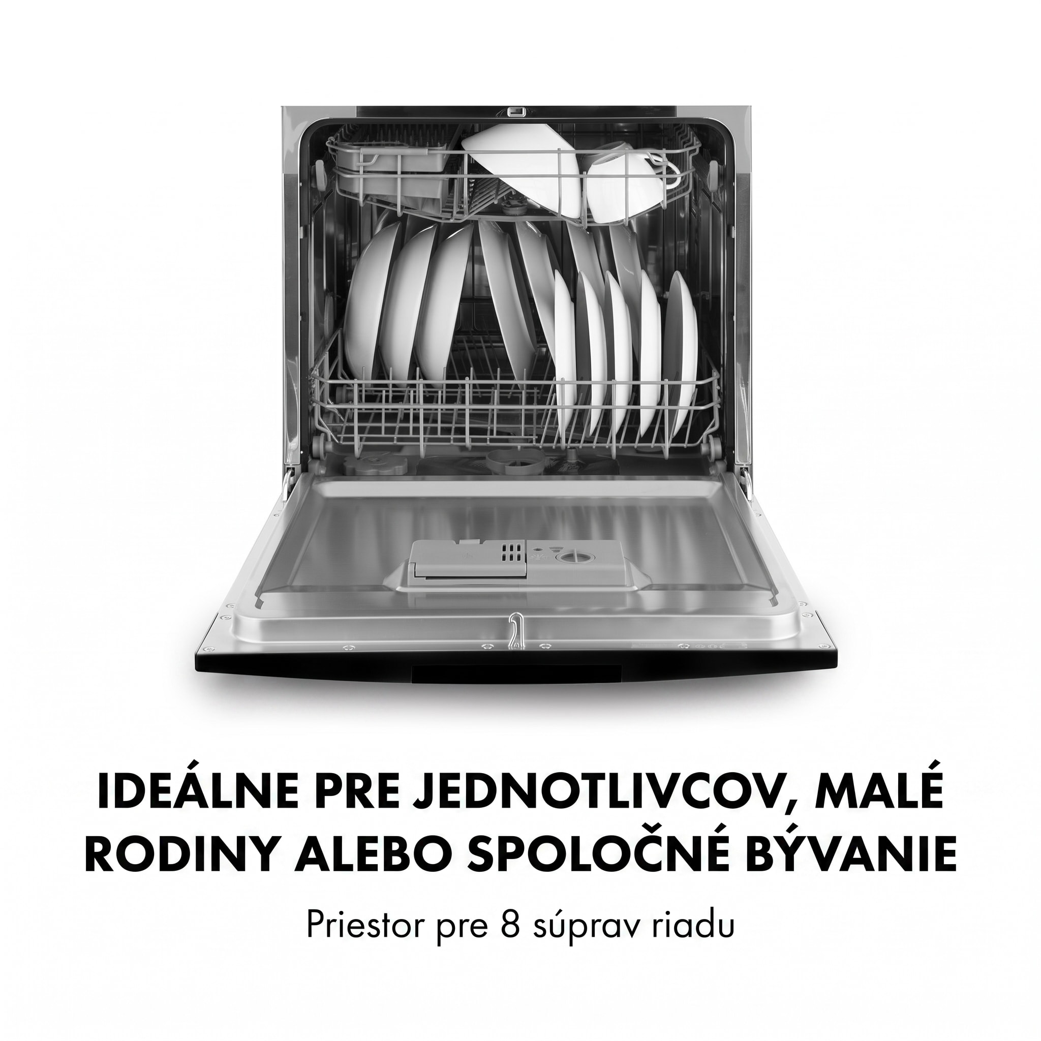 Klarstein Amazonia 8 Neo, stolná umývačka riadu, 8 programov, LED displej, čierna – Obrázok 4
