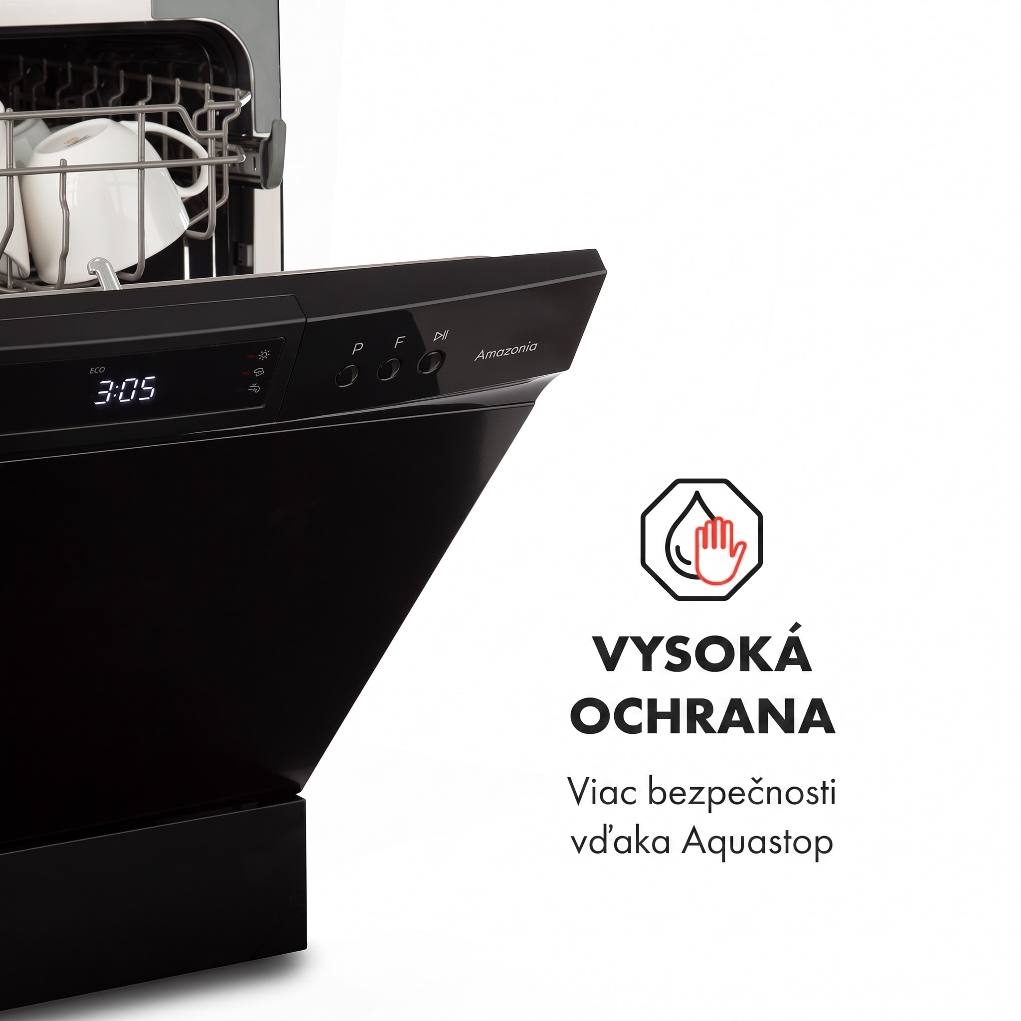 Klarstein Amazonia 8 Neo, stolná umývačka riadu, 8 programov, LED displej, čierna – Obrázok 5