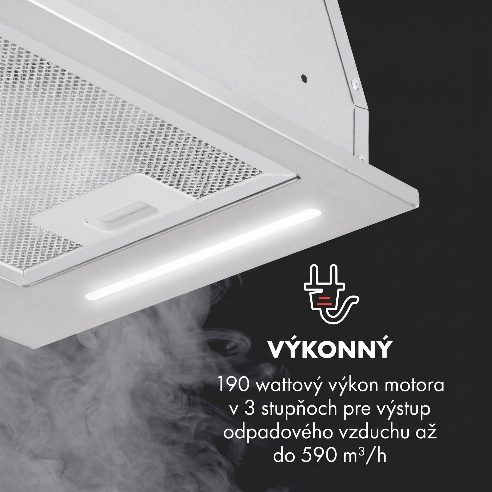 Klarstein Down Under 60, digestor, 60 cm, vstavaný, 590 m³/h, LED, nehrdzavejúca oceľ – Obrázok 4