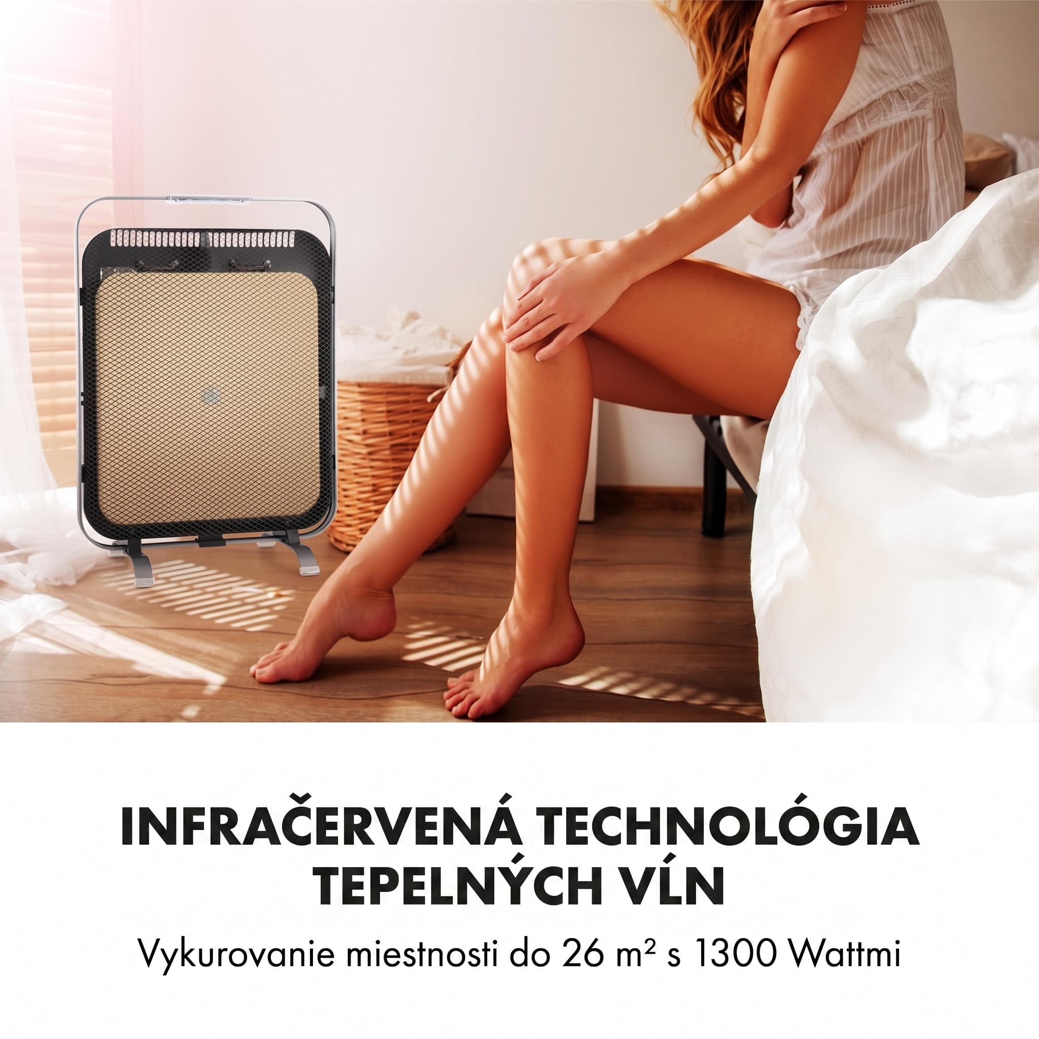 Klarstein HeatPal Marble Blackline, infračervený ohrievač, 1300 W, mramor, hliník – Obrázok 5