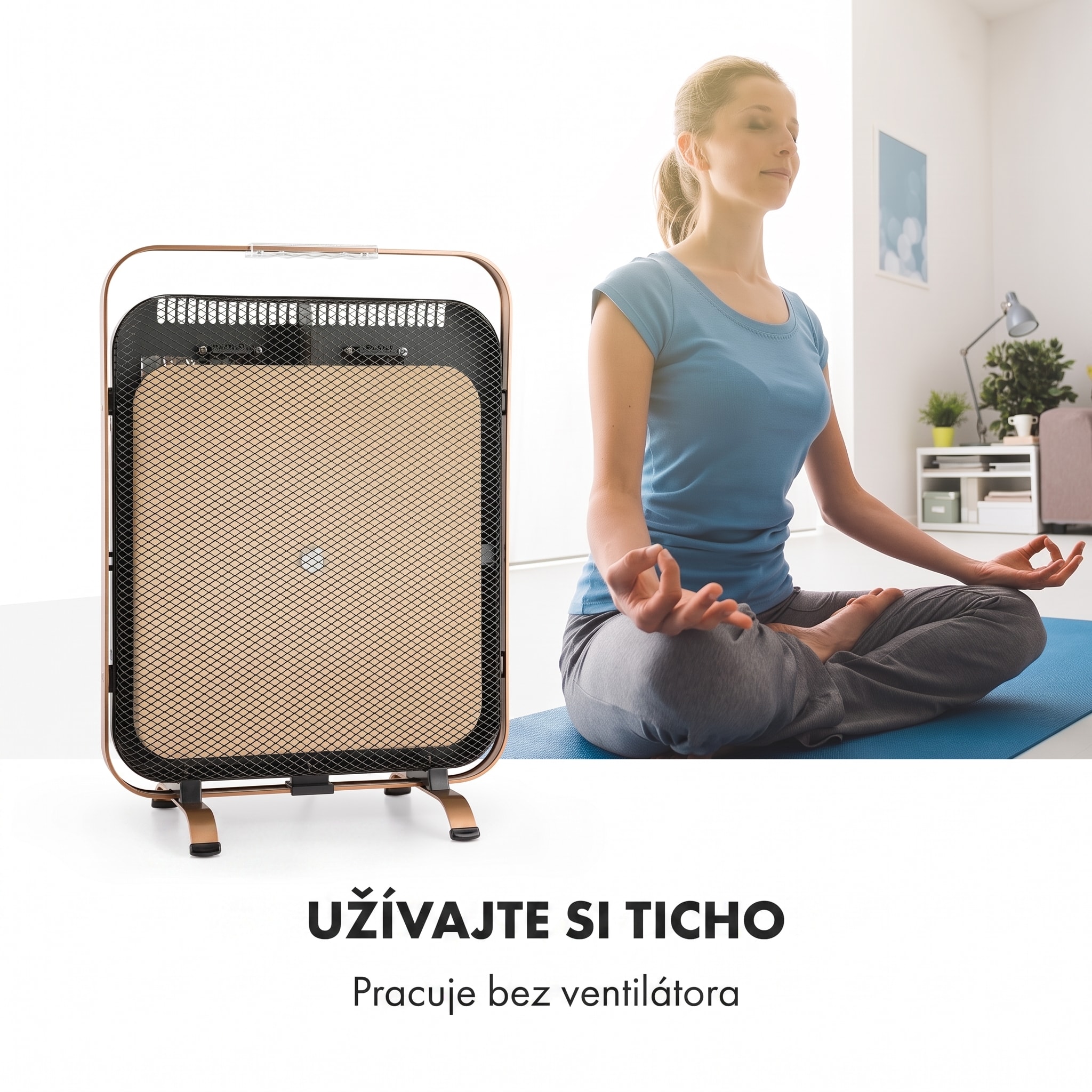 Klarstein HeatPal Marble Blackline, infračervený ohrievač, 1300 W, mramor, hliník – Obrázok 2