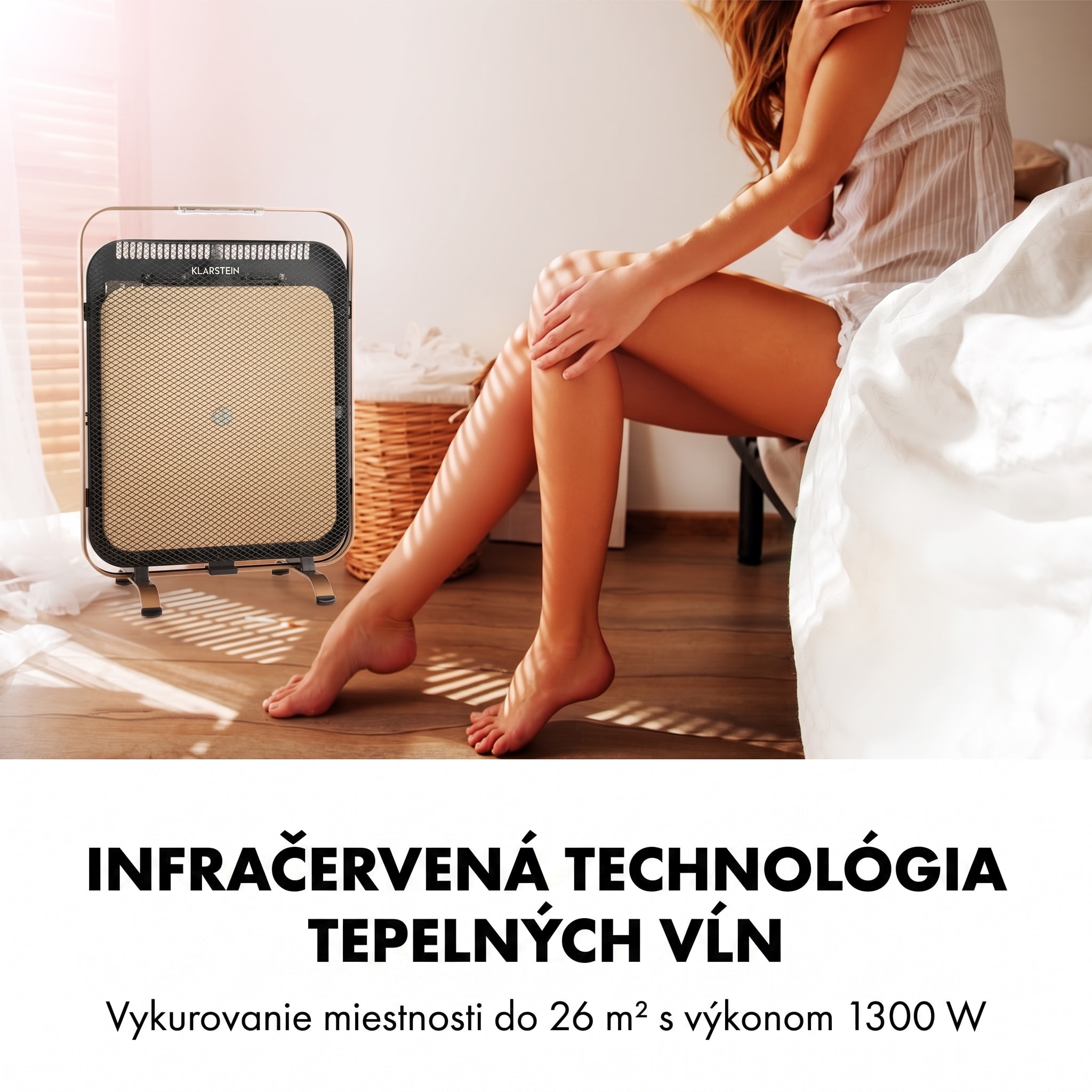 Klarstein HeatPal Marble Blackline, infračervený ohrievač, 1300 W, mramor, hliník – Obrázok 5