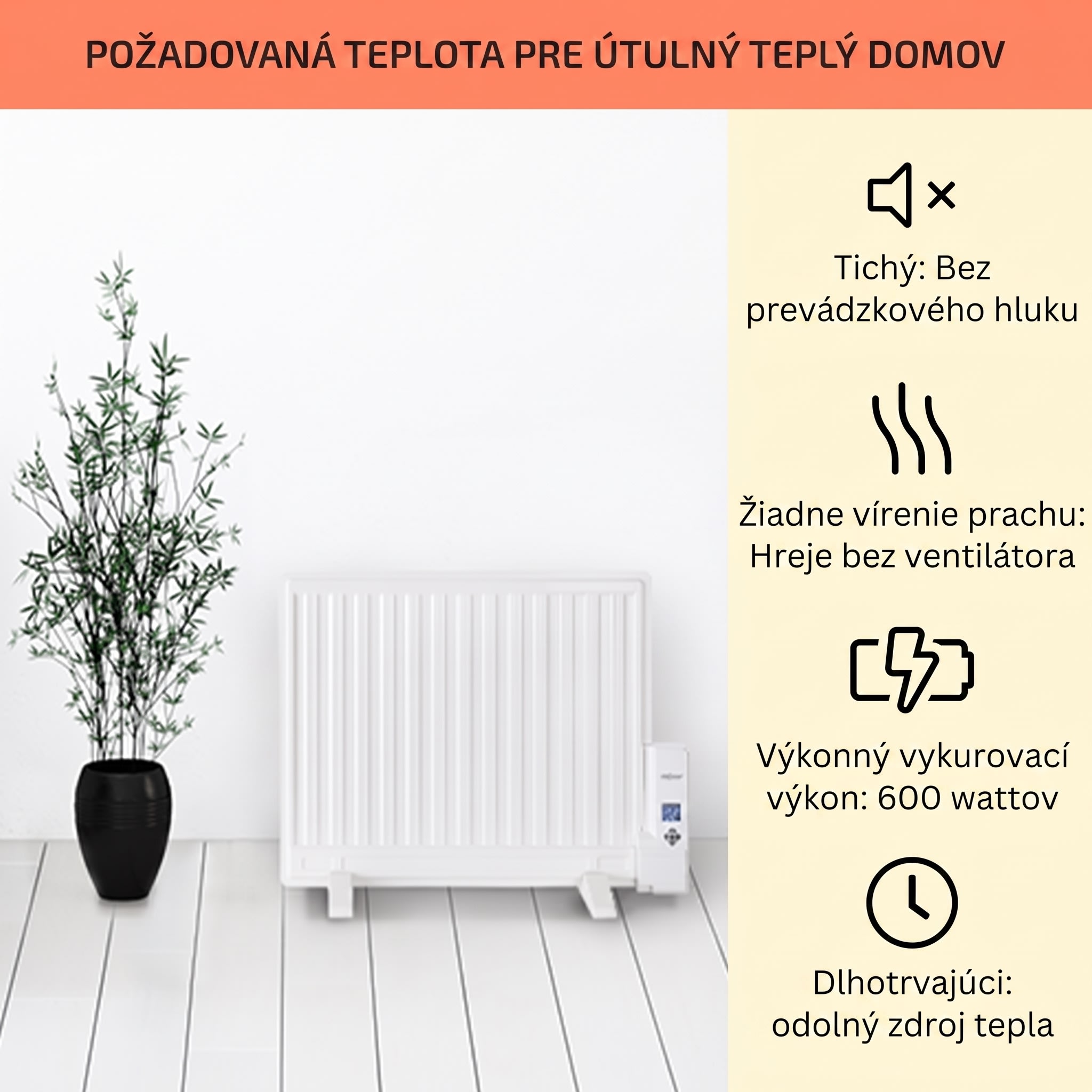 OneConcept Wallander, olejový radiátor, 600 W, termostat, olejové vyhrievanie, plochý dizajn, biely – Obrázok 2