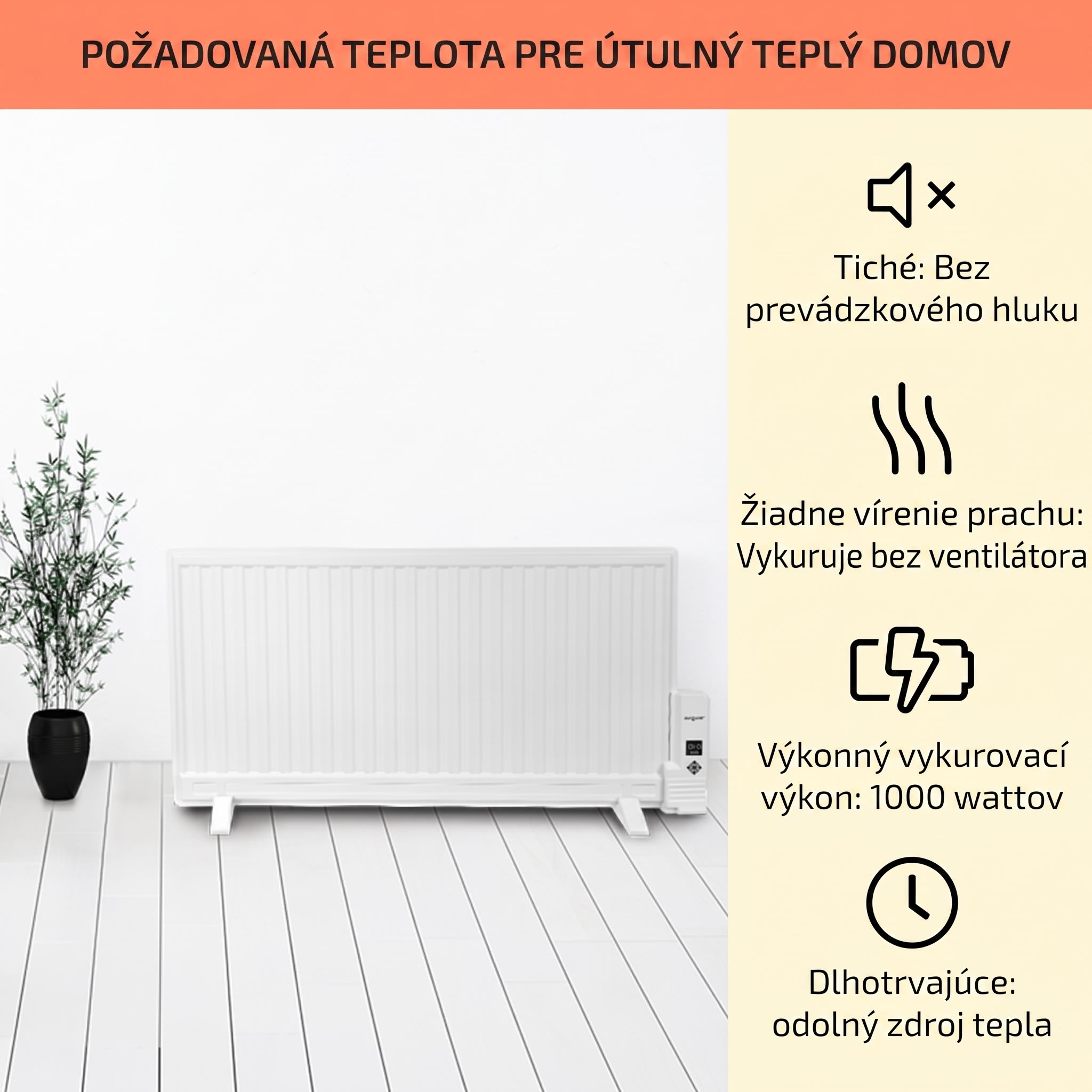 OneConcept Wallander, olejový radiátor, 1000 W, termostat, olejové vyhrievanie, plochý dizajn, biely – Obrázok 2
