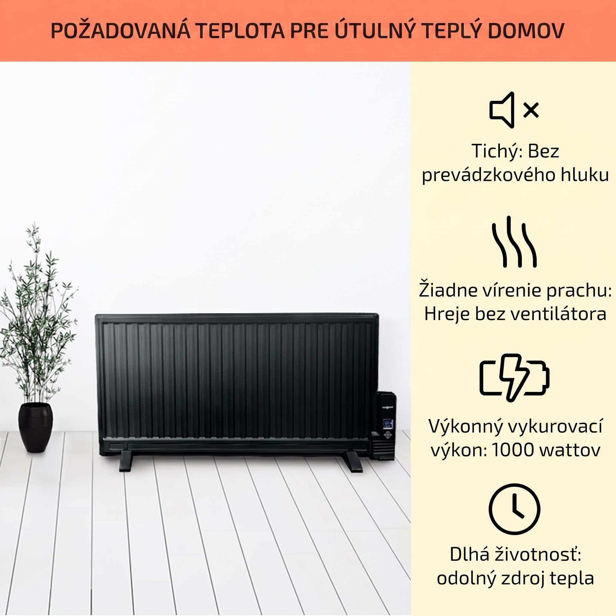 OneConcept Wallander, olejový radiátor, 1000 W, termostat, olejové vyhrievanie, plochý dizajn, čierny – Obrázok 2