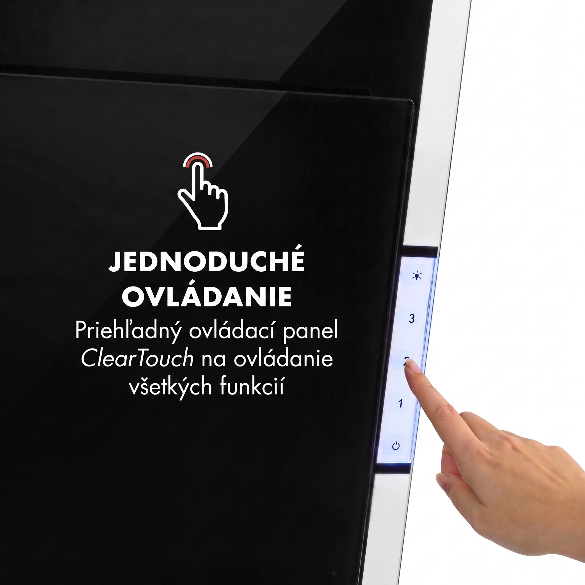Klarstein Mirage 60, digestor, 60 cm, nástenný, 671 m³/h, A++, dotykový panel, čierny – Obrázok 4