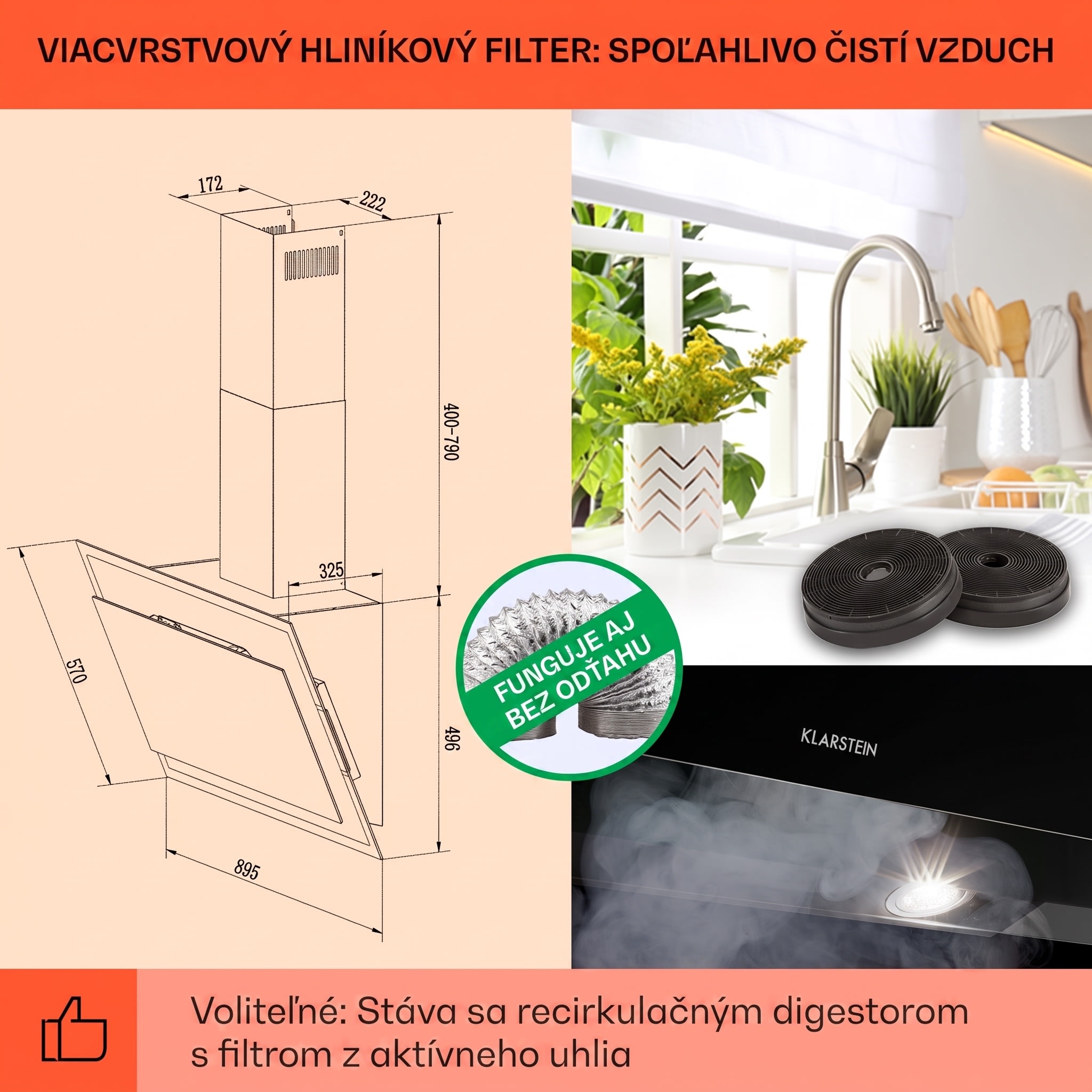 Klarstein Mirage 90, digestor, 90 cm, nástenný, 602 m³/h, A++, dotykový panel, RGB svetlo, čierny – Obrázok 5