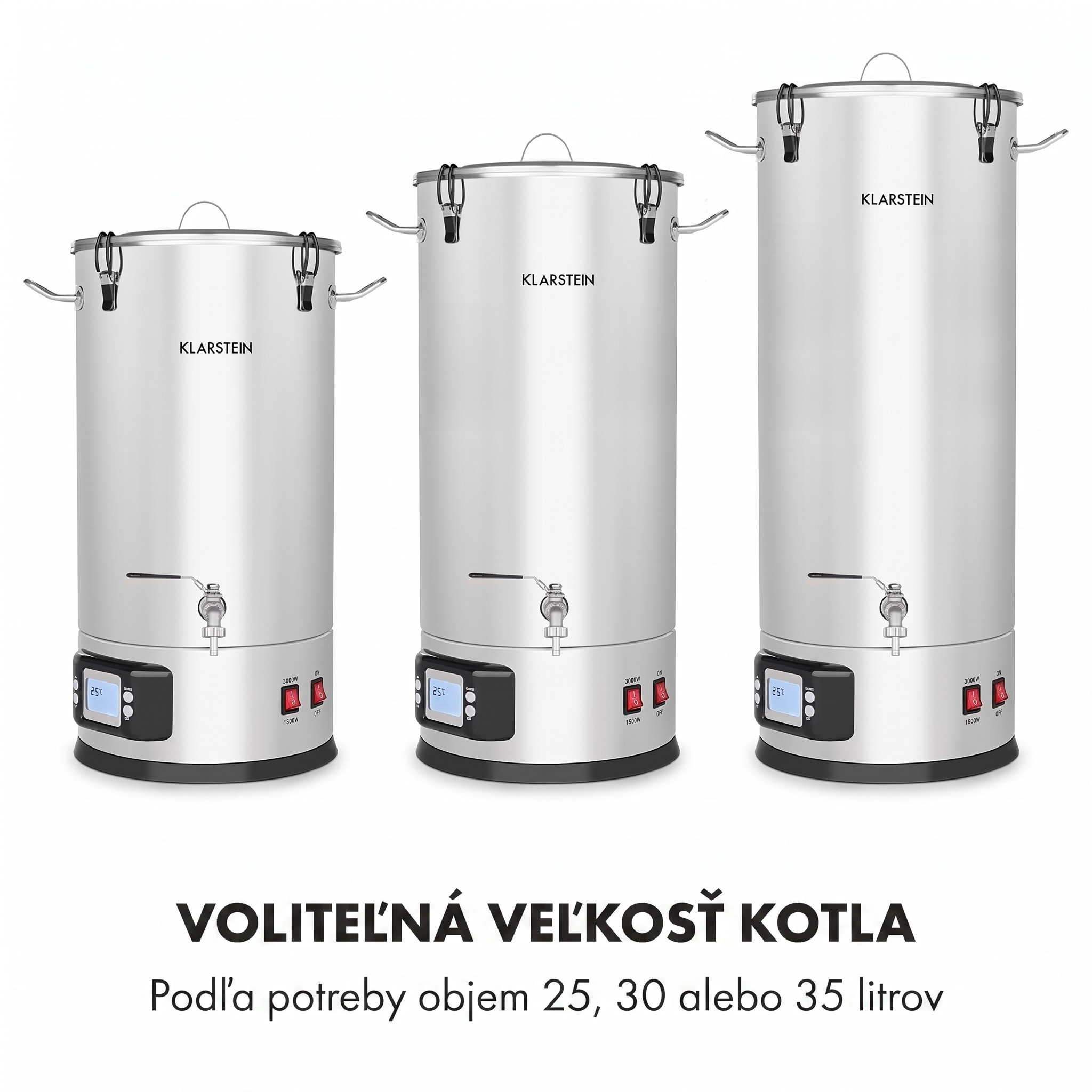 Klarstein Maischfest 30, sladový kotol, 5 dielov, 30 l, 1500/3000 W, dotykový LCD, nehrdzavejúca oceľ – Obrázok 3