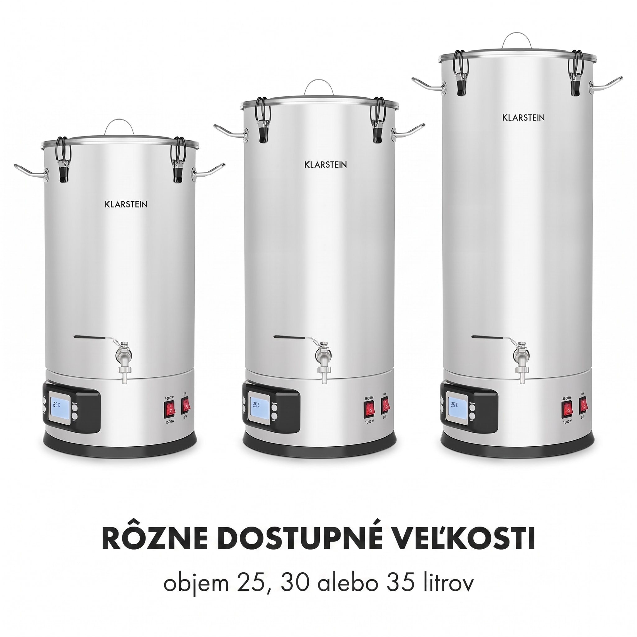 Klarstein Maischfest 35, sladový kotol, 5 dielov, 35 l, 1500/3000 W, dotykový LCD, nehrdzavejúca oceľ – Obrázok 3