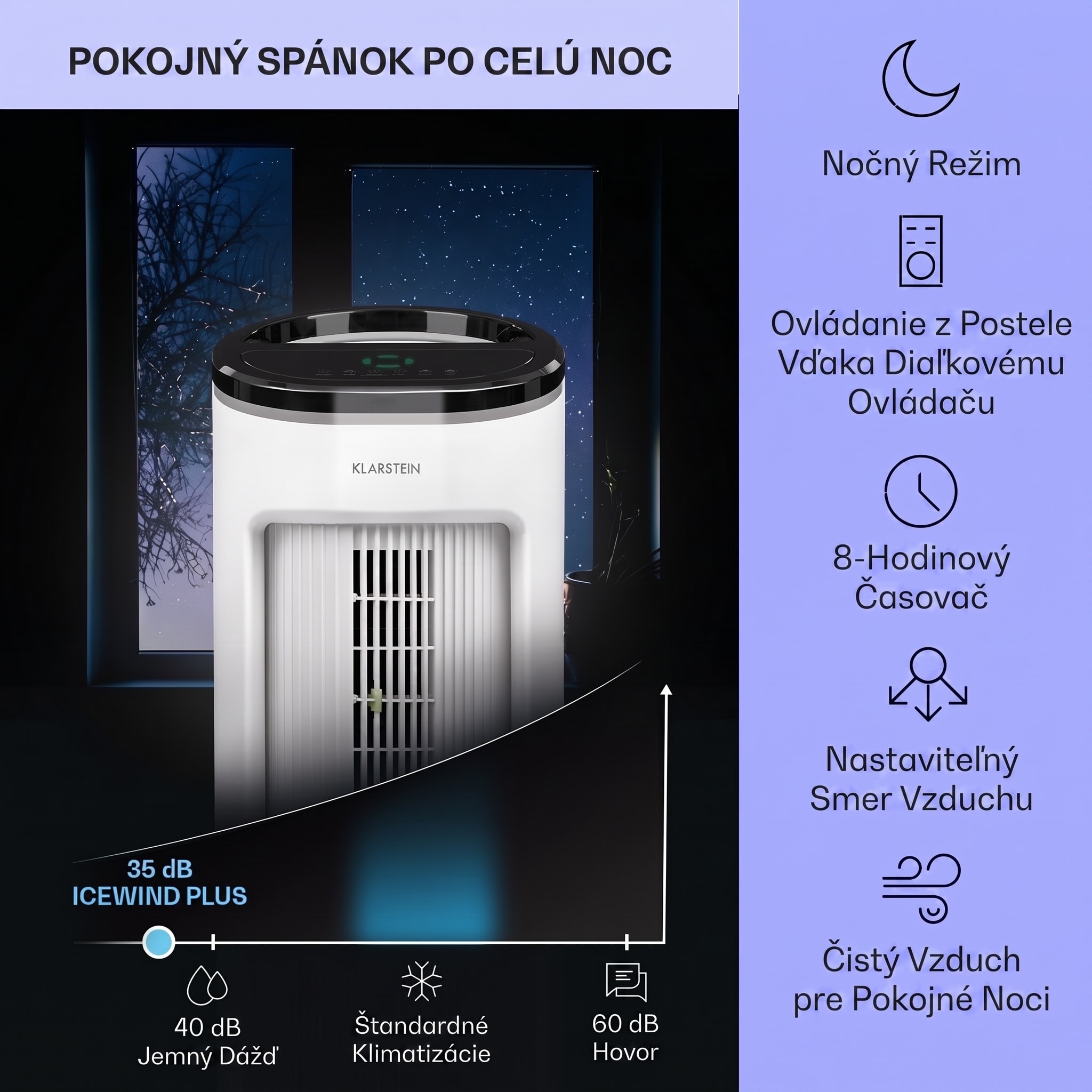 Klarstein IceWind Plus, 4 v 1 ochladzovač vzduchu, ventilátor, zvlhčovač vzduchu, čistička vzduchu, ionizátor, 65 W, 330 m³/h, 7 l, 4 rýchlosti, oscilácia, časovač, diaľkový ovládač, mobilný – Obrázok 4