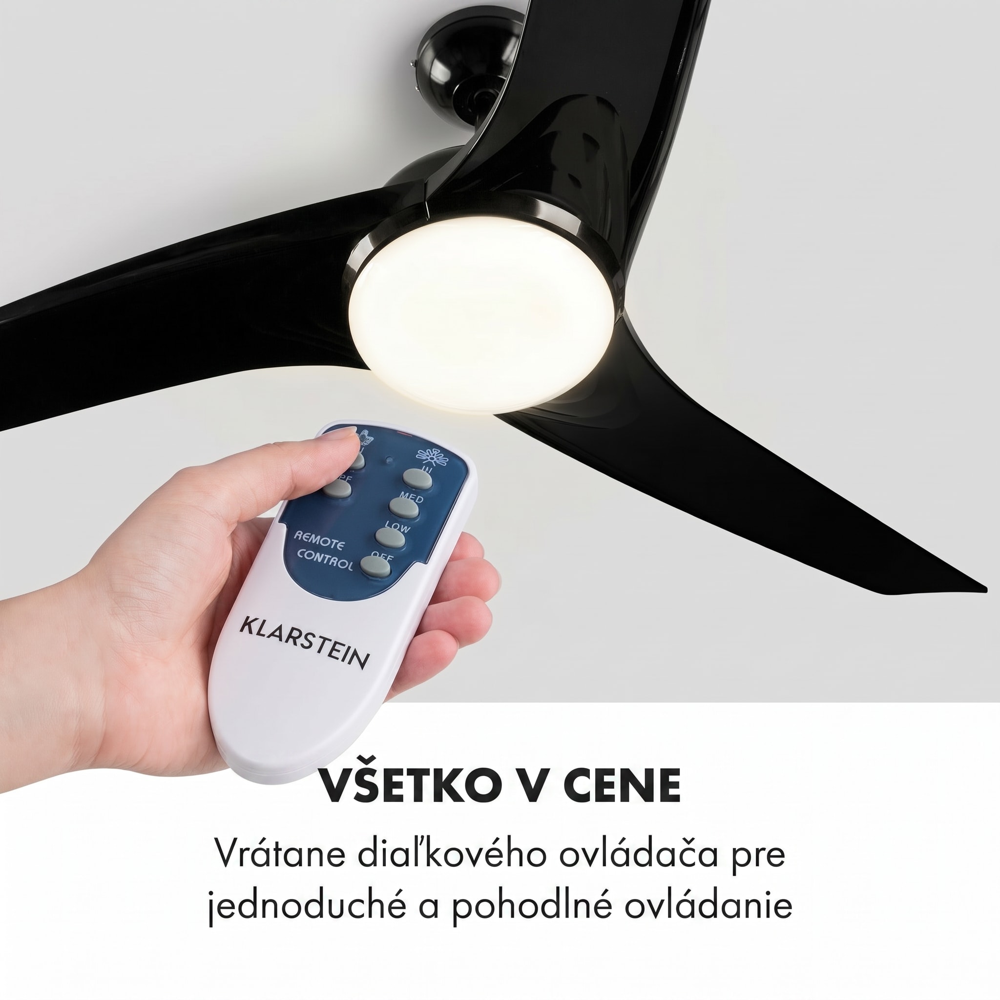 Klarstein Figo, stropný ventilátor, 52" (132 cm) Ø, výkon: 55 W, čierny – Obrázok 3
