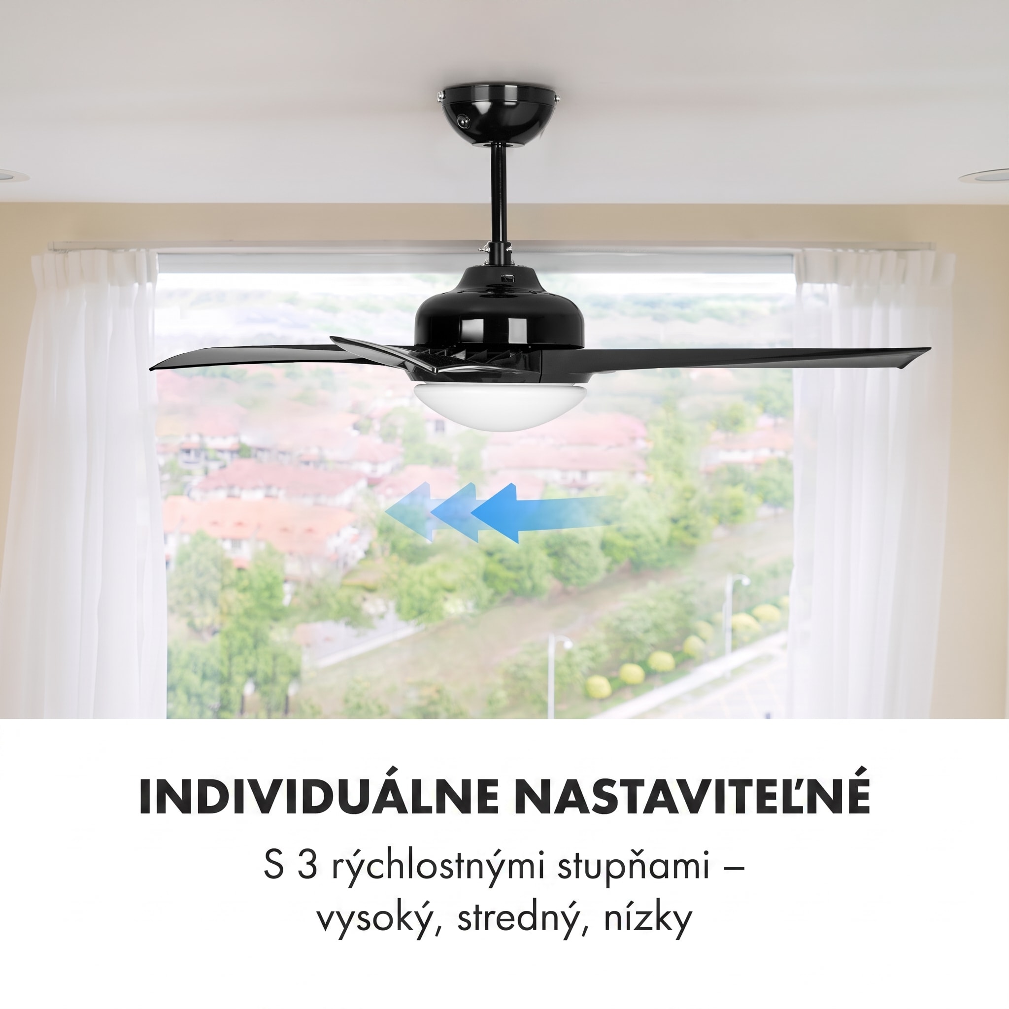 Klarstein Figo, stropný ventilátor, 52" (132 cm) Ø, výkon: 55 W, čierny – Obrázok 5