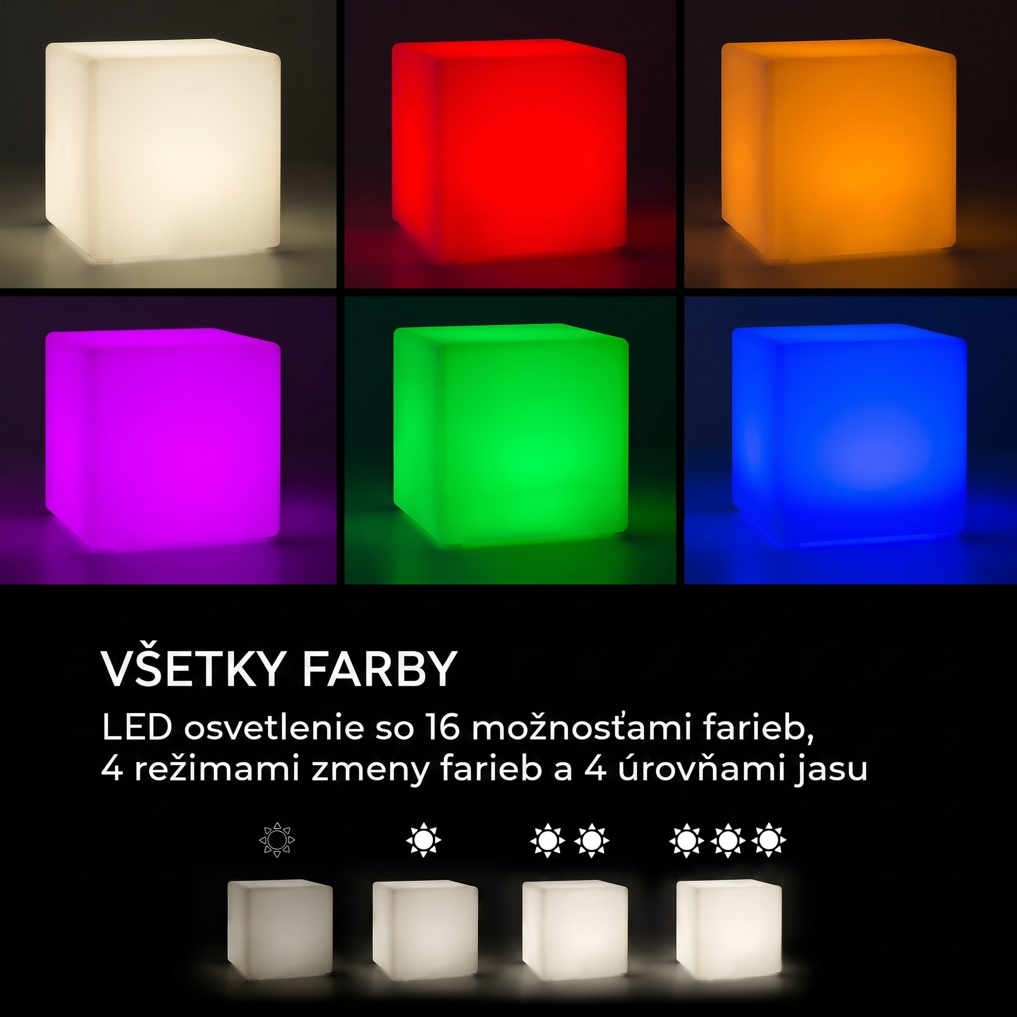 Blumfeldt Shinecube XL svietiaci kocka 40x40x40 cm 16-farebné LED 4 svetelné režimy biela – Obrázok 2