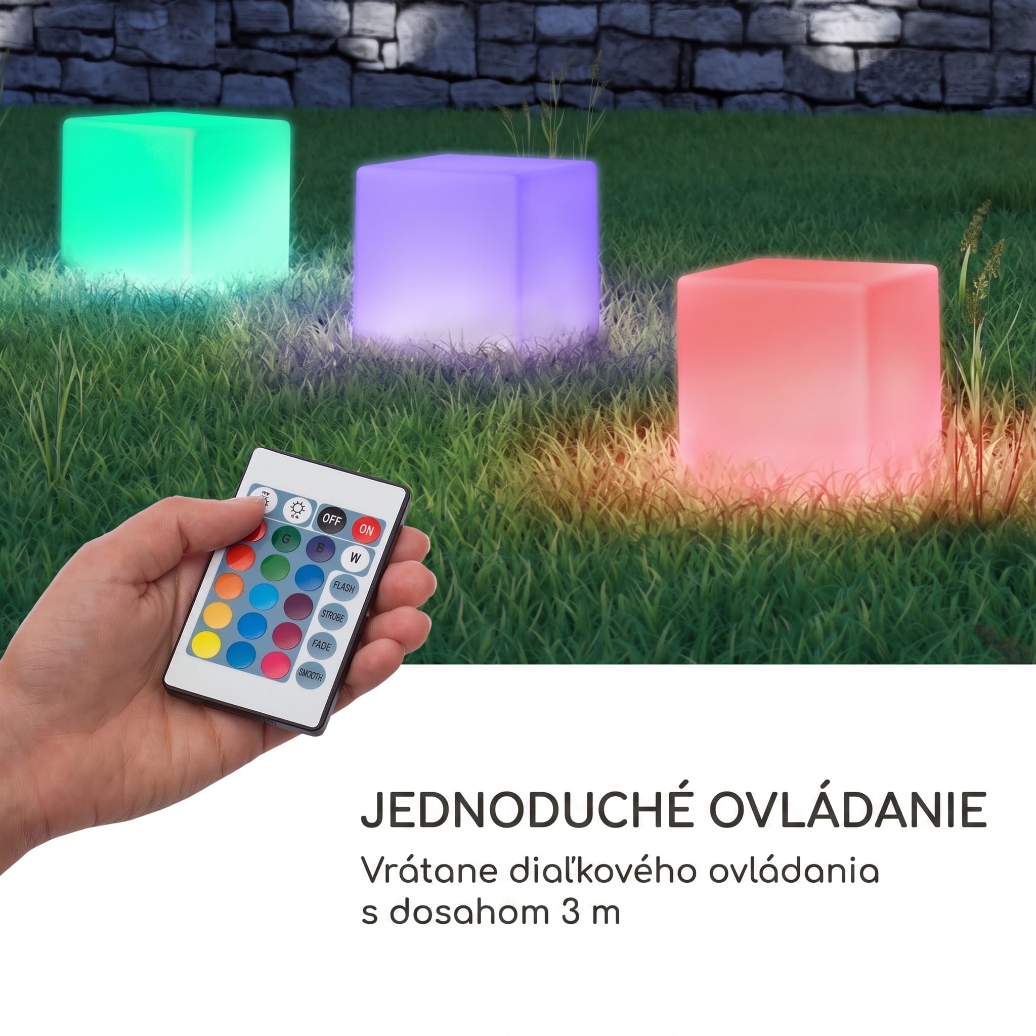 Blumfeldt Shinecube XL svietiaci kocka 40x40x40 cm 16-farebné LED 4 svetelné režimy biela – Obrázok 4
