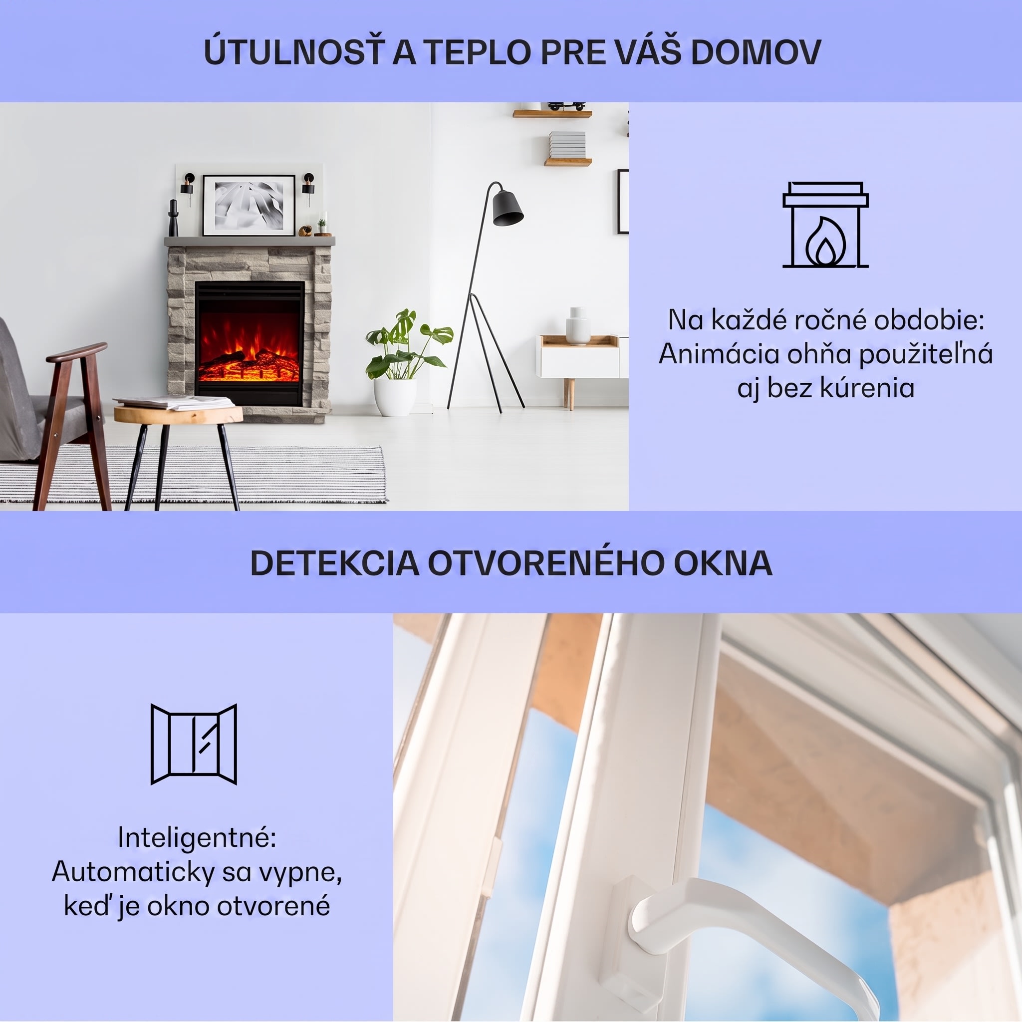 Klarstein Lienz, elektrický krb, 1800 W, vzhľad kameňa, diaľkové ovládanie, svetlosivý – Obrázok 4