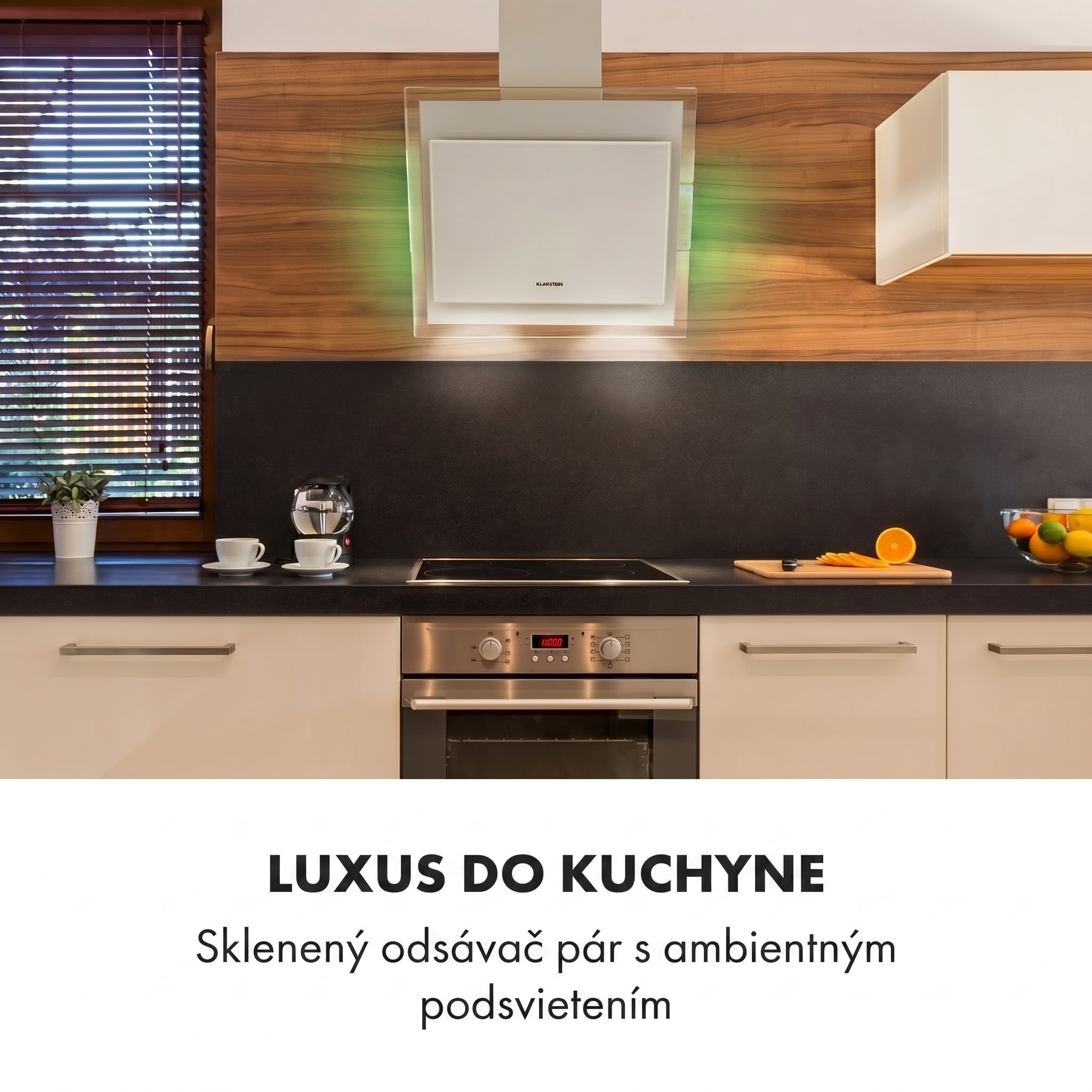 Klarstein Mirage 60, digestor, 60 cm, nástenný, 671 m³/h, A++, dotykový panel, biely – Obrázok 2