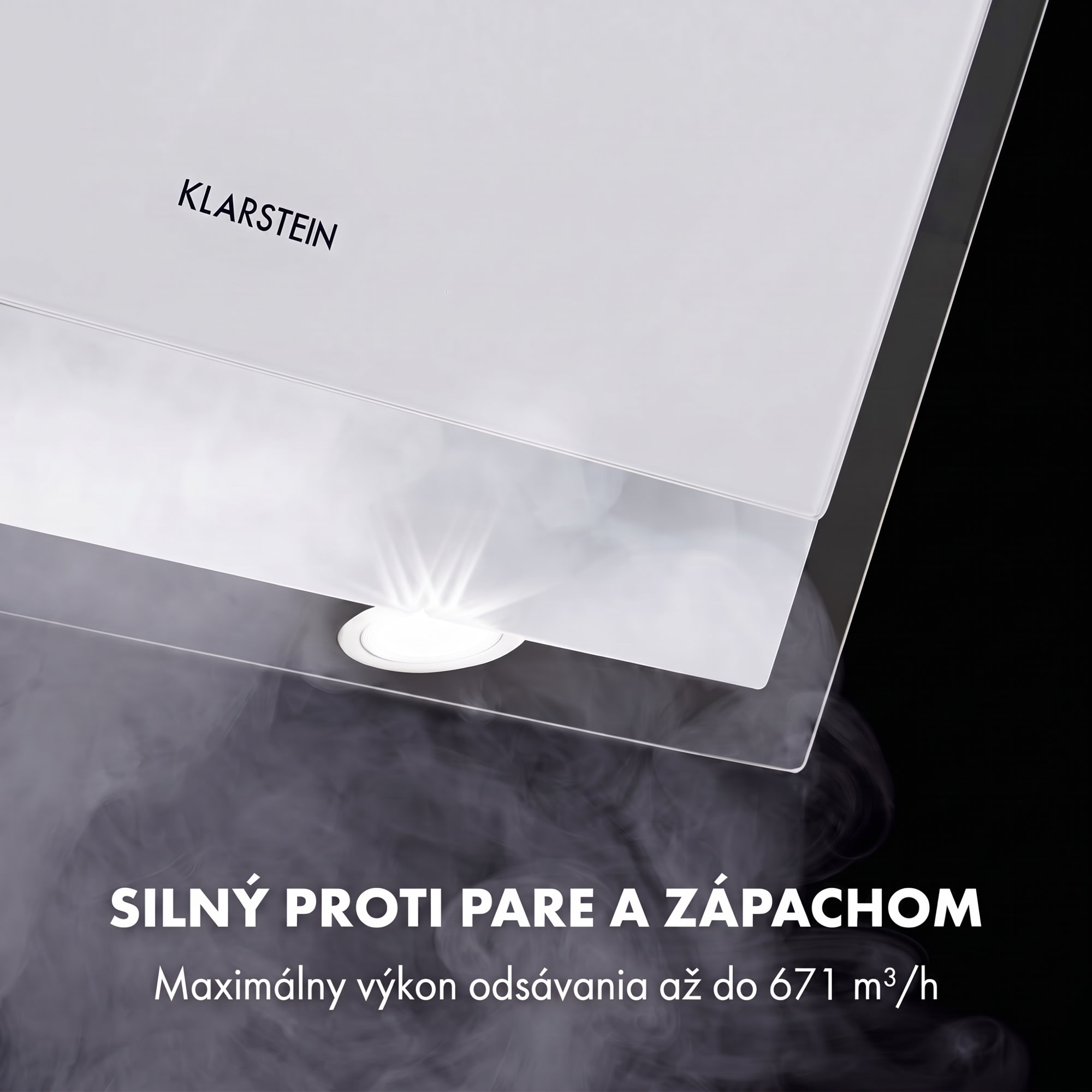 Klarstein Mirage 60, digestor, 60 cm, nástenný, 671 m³/h, A++, dotykový panel, biely – Obrázok 3