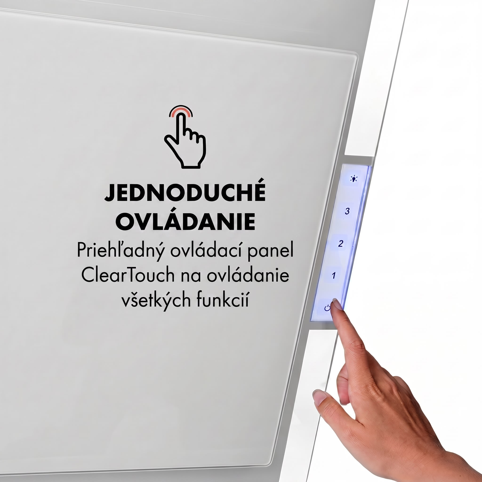 Klarstein Mirage 60, digestor, 60 cm, nástenný, 671 m³/h, A++, dotykový panel, biely – Obrázok 4