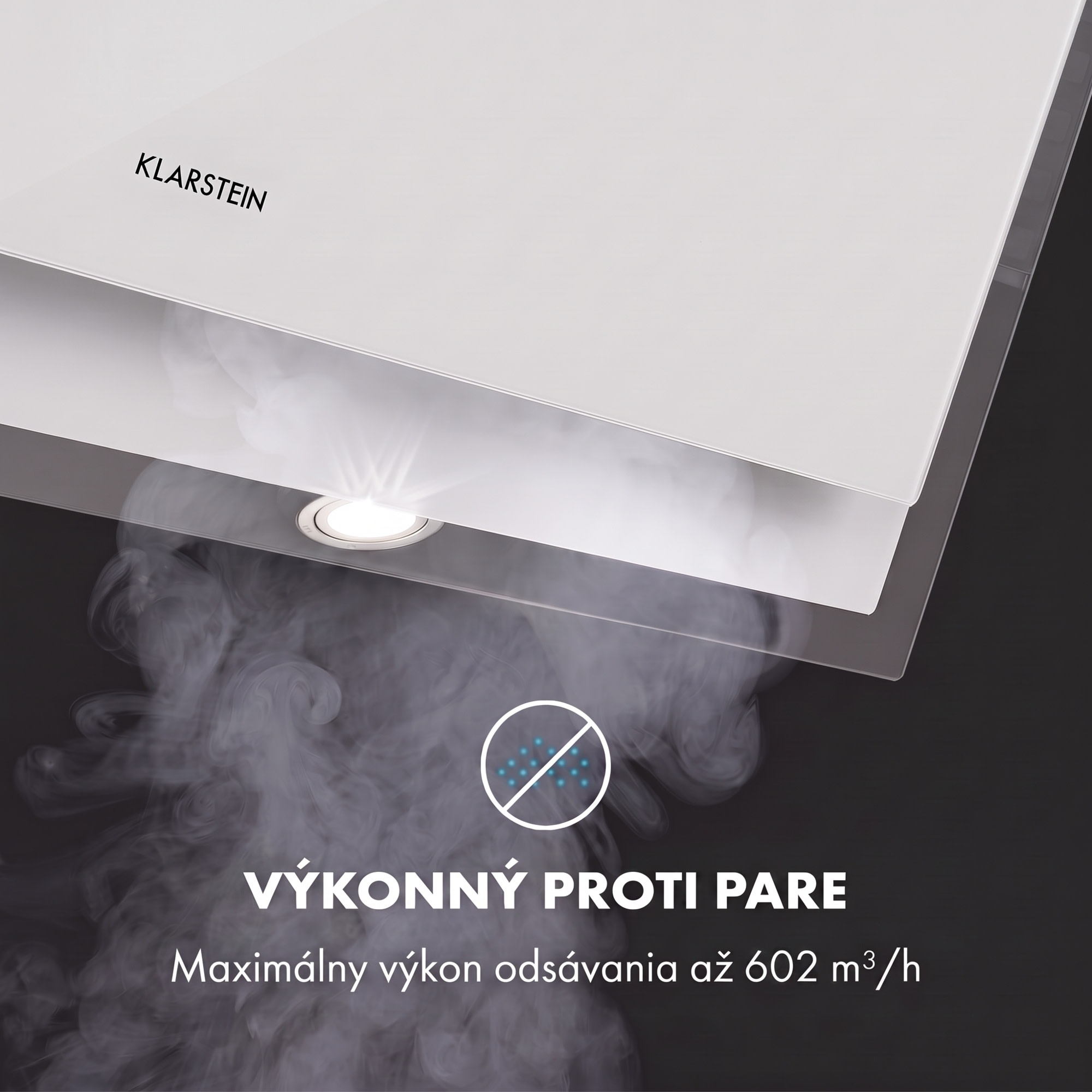 Klarstein Mirage 90, digestor, 90 cm, nástenný, 602 m³/h, A++, dotykový panel, RGB svetlo, biely – Obrázok 3