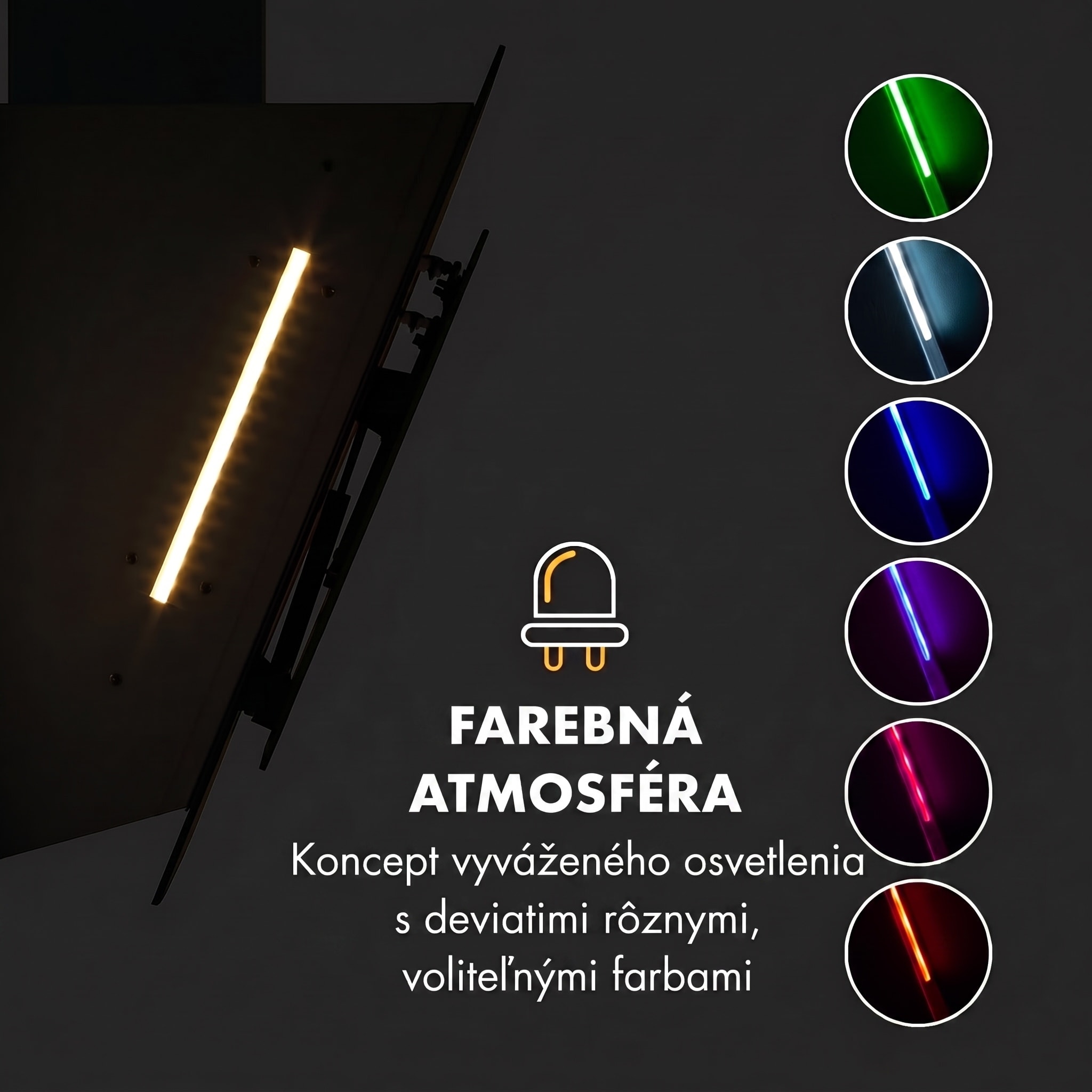 Klarstein Mirage 90, digestor, 90 cm, nástenný, 602 m³/h, A++, dotykový panel, RGB svetlo, biely – Obrázok 5