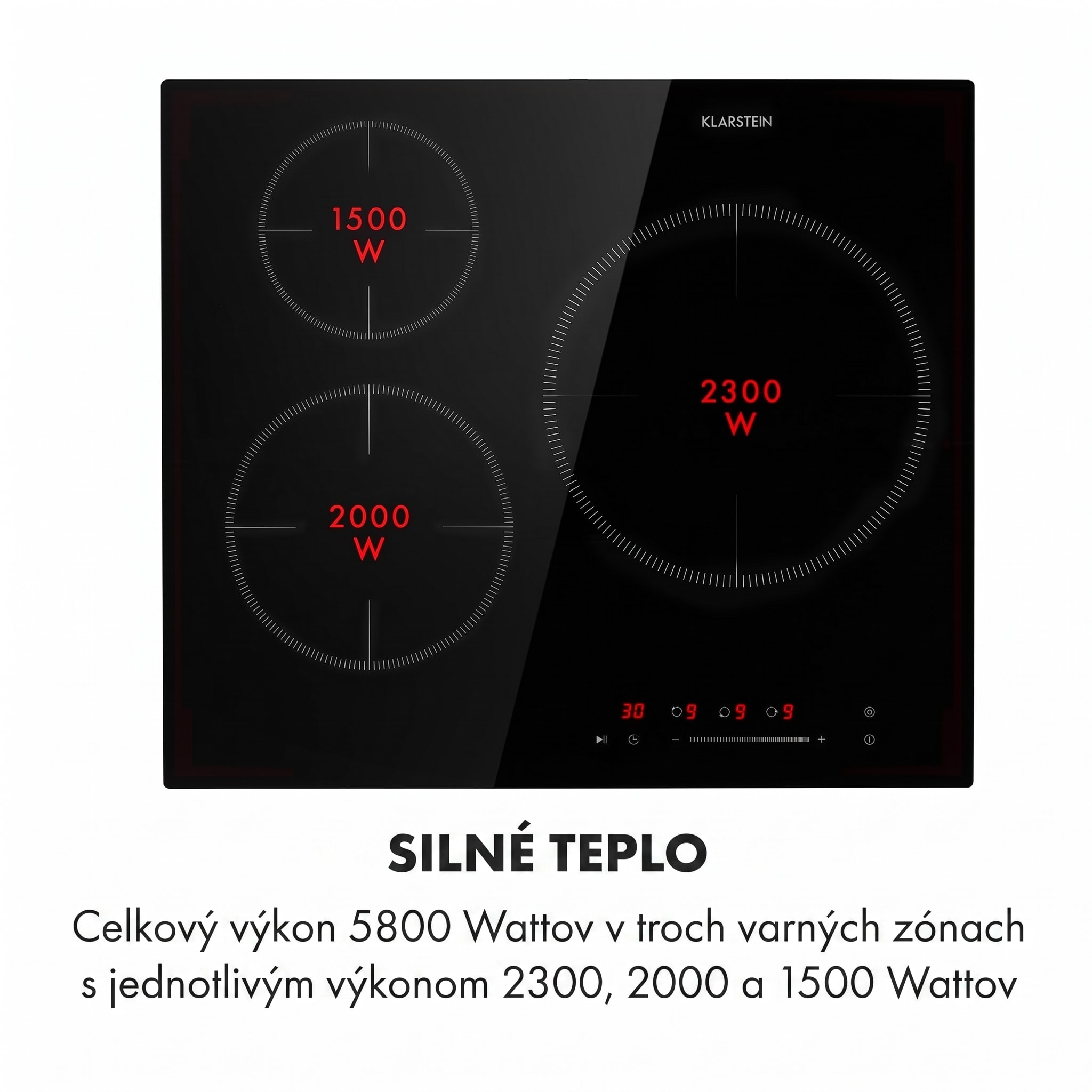 Klarstein Delicatessa 3, indukčná varná doska, 5800 W, 3 zóny, sklokeramika, čierna – Obrázok 4