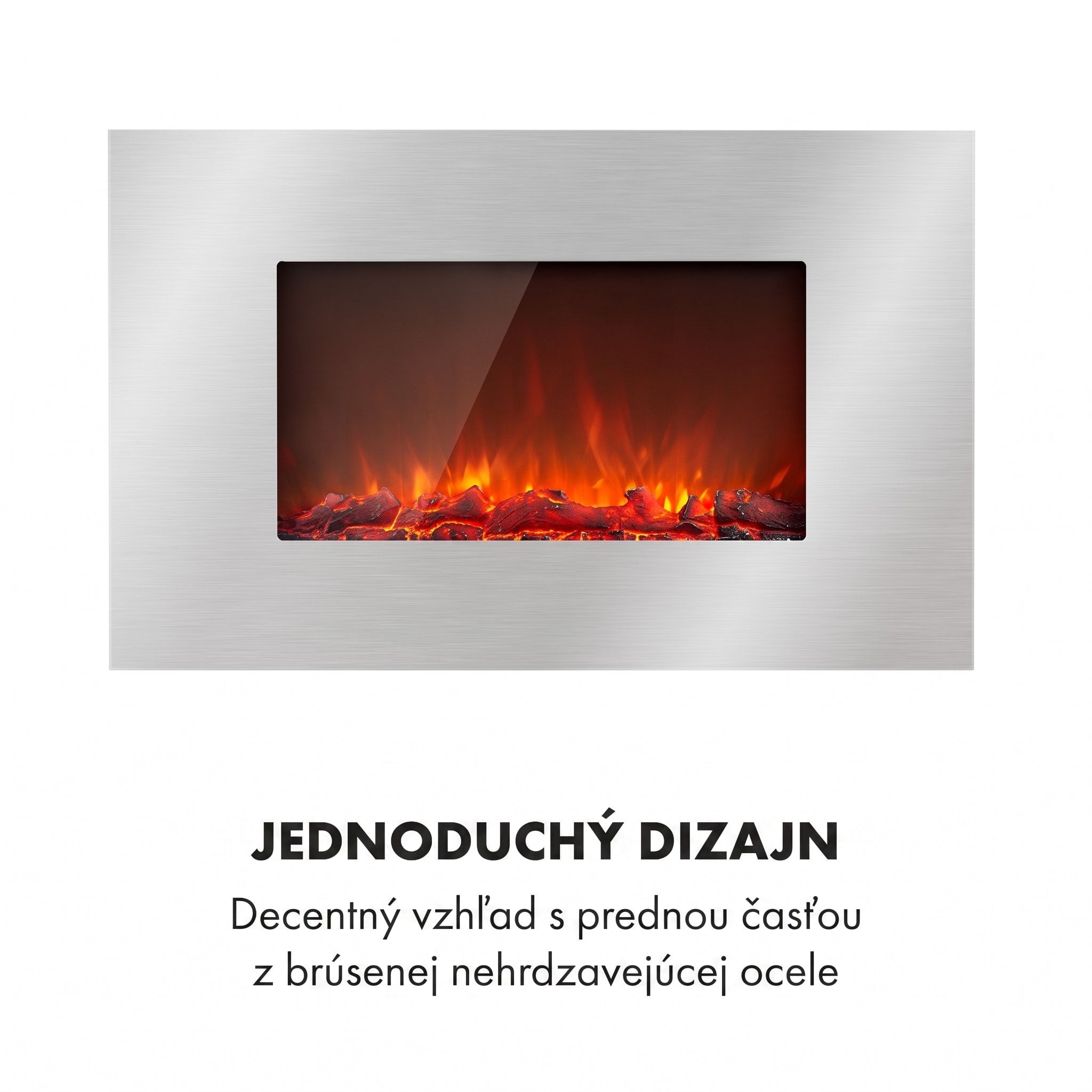 Klarstein Lausanne Luxe, elektrický krb, 2000 W, 2 úrovne ohrevu, 90 cm, nehrdzavejúca oceľ – Obrázok 3