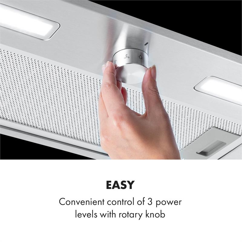 Klarstein Simplica, digestor, 52 cm, vstavaný, 440 m³/h, LED, nehrdzavejúca oceľ – Obrázok 4