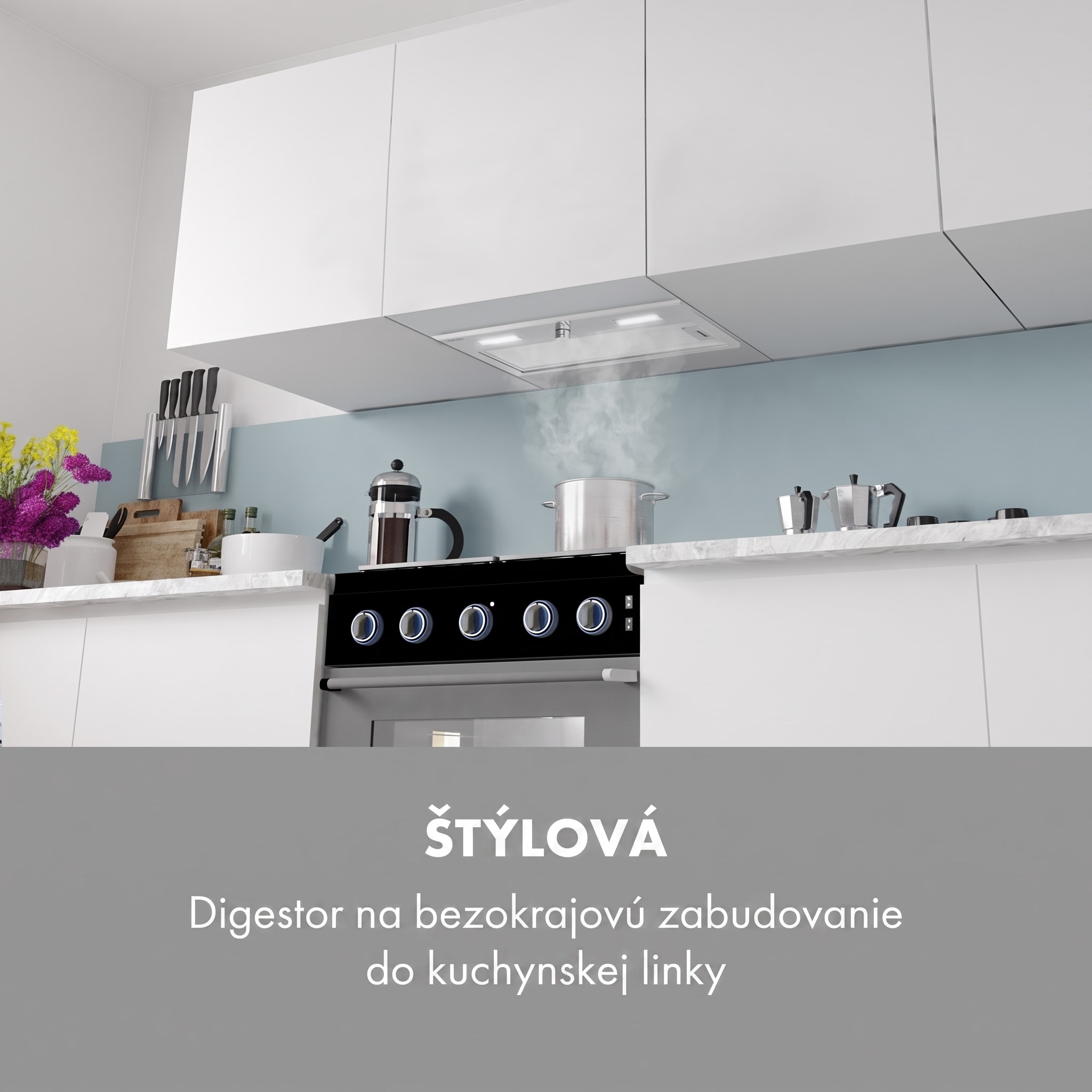 Klarstein Simplica, digestor, 70 cm, vstavaný, 440 m³/h, LED, nehrdzavejúca oceľ – Obrázok 2