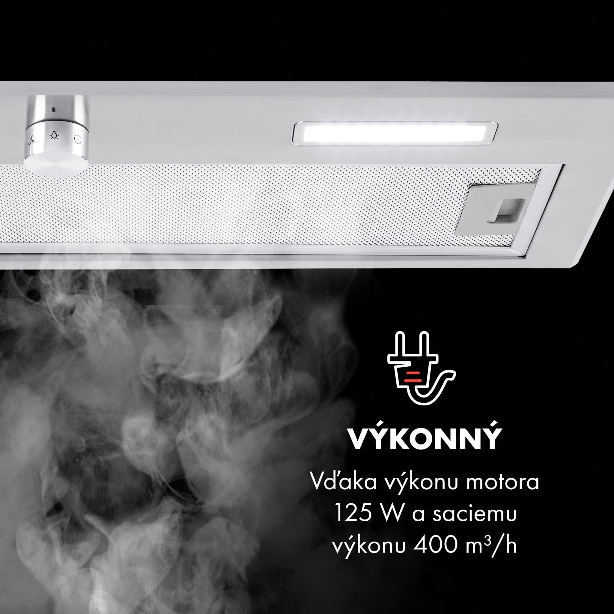 Klarstein Simplica, digestor, 70 cm, vstavaný, 440 m³/h, LED, nehrdzavejúca oceľ – Obrázok 4