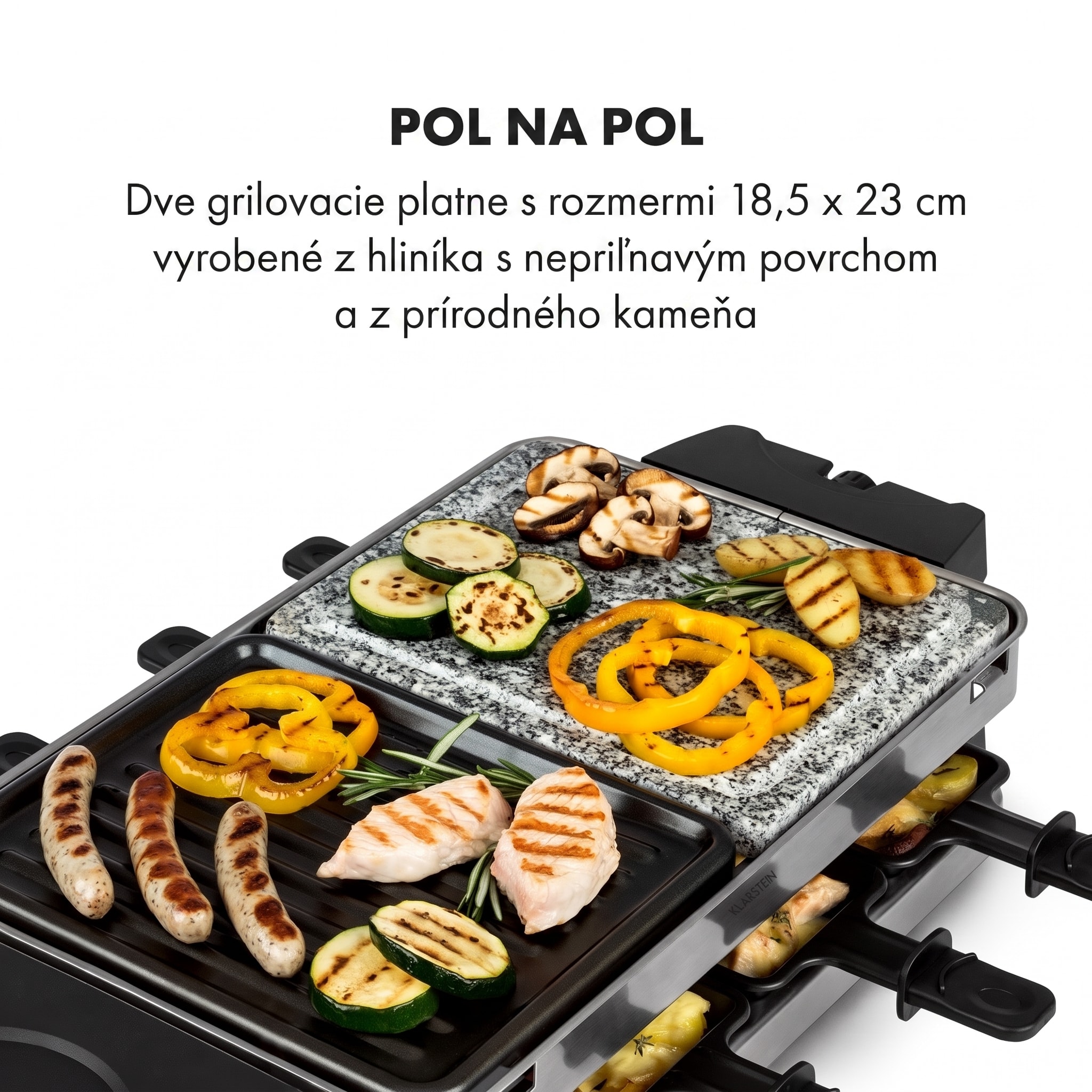 Klarstein Sirloin, raclette gril, 1500 W, hliník/kameň, pre 8 osôb, LED kontrolky – Obrázok 4