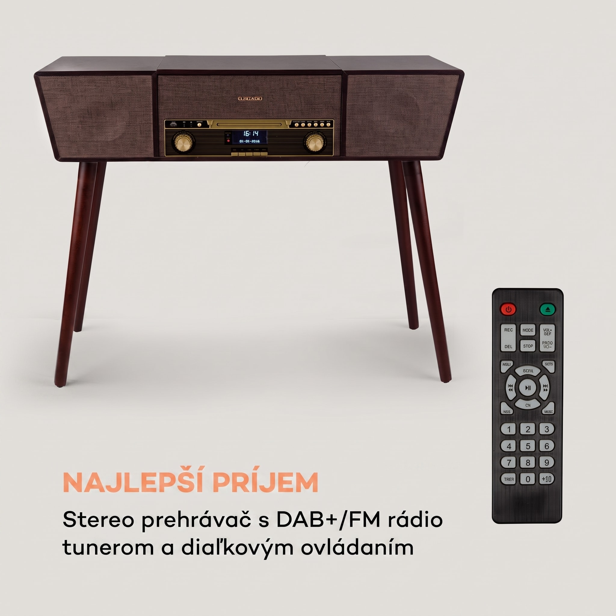 Auna Belle Epoque 1912, retro gramofón, CD, BT, USB, DAB+/FM, hnedý – Obrázok 3