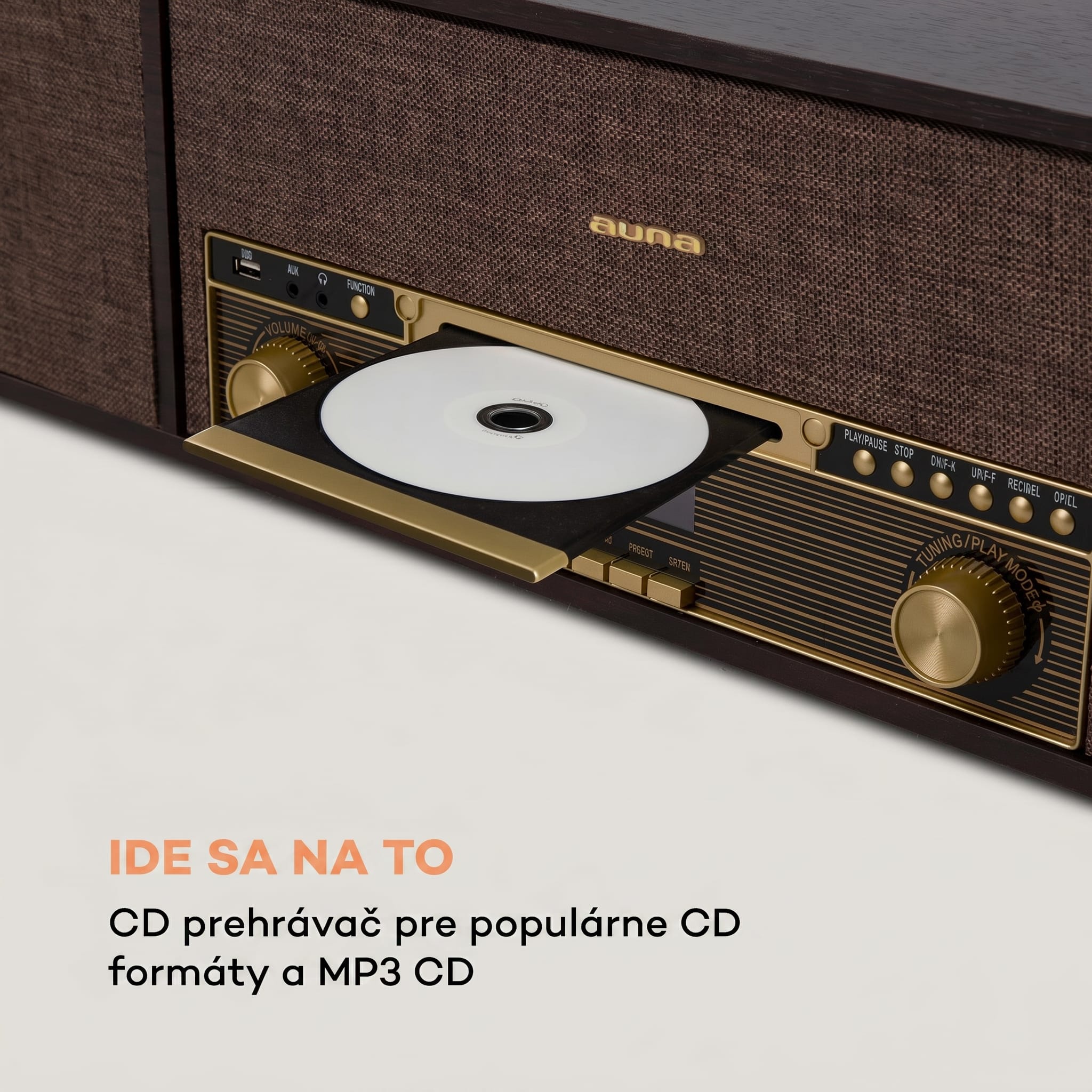 Auna Belle Epoque 1912, retro gramofón, CD, BT, USB, DAB+/FM, hnedý – Obrázok 5