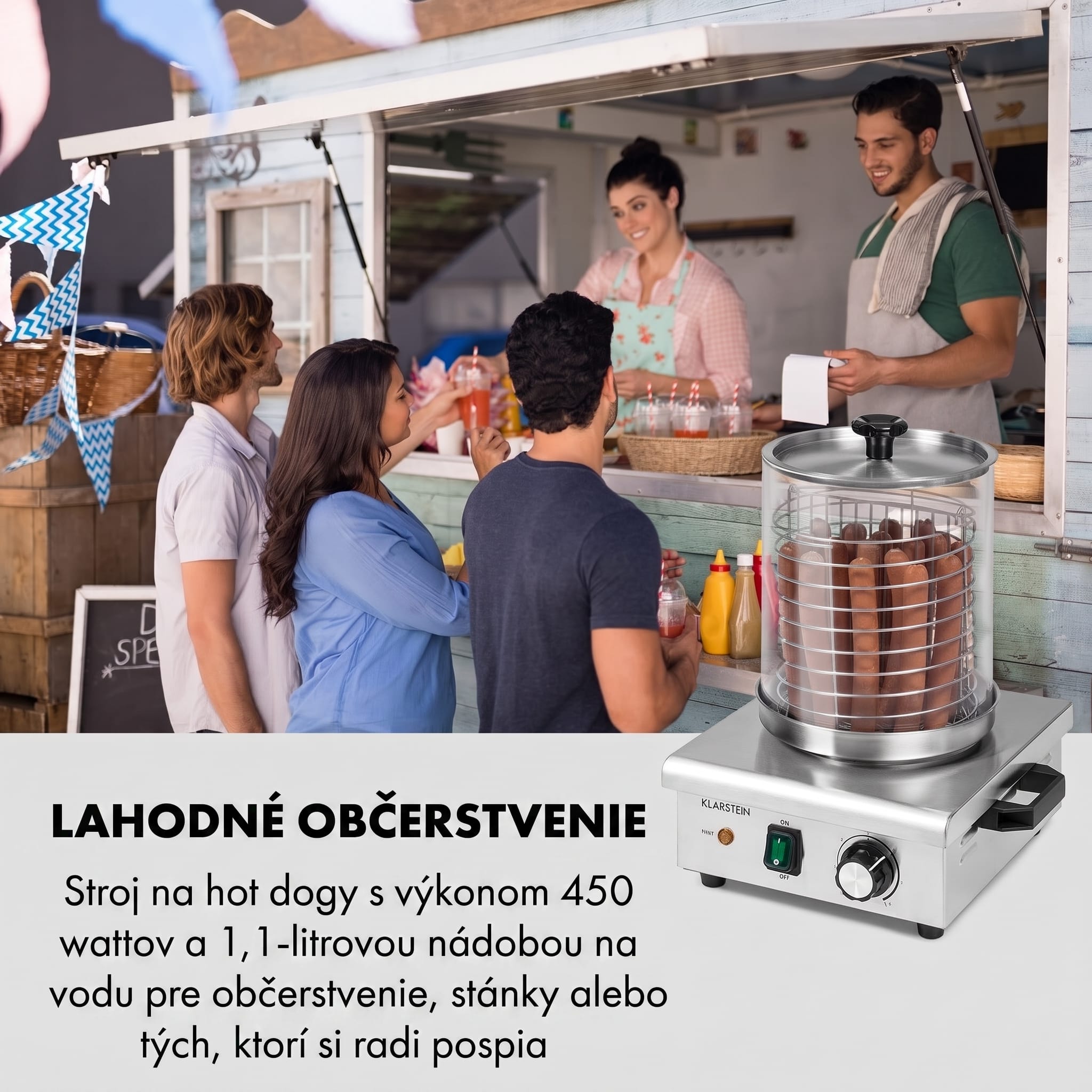 Klarstein Wurstfabrik 450 Hot Dog výrobník 450W 5L 30-100°C sklo nerezová oceľ – Obrázok 2
