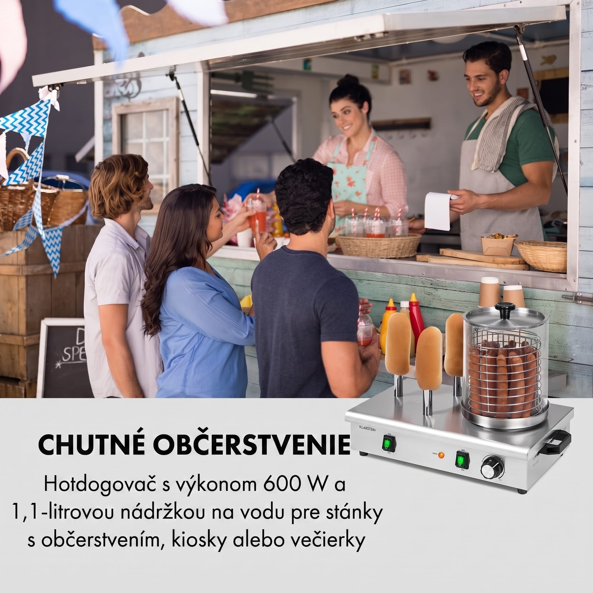 Klarstein Wurstfabrik 600, hotdogovač, 600 W, 5 l, 30 – 100 °C, sklo, nehrdzavejúca oceľ – Obrázok 2