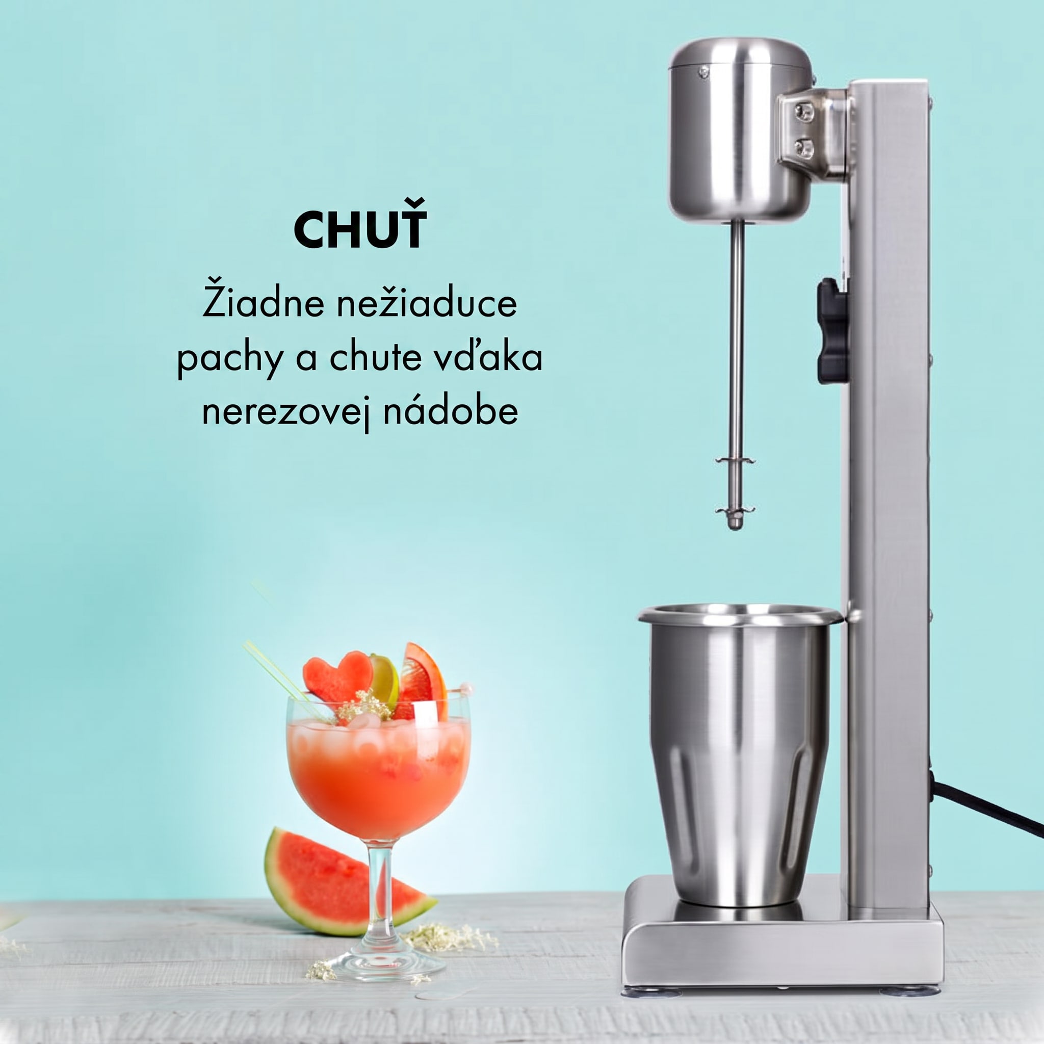 Klarstein Kraftpaket, mixér na mliečne kokteily, proteínové kokteily, 80 W, nehrdzavejúca oceľ, strieborný – Obrázok 4