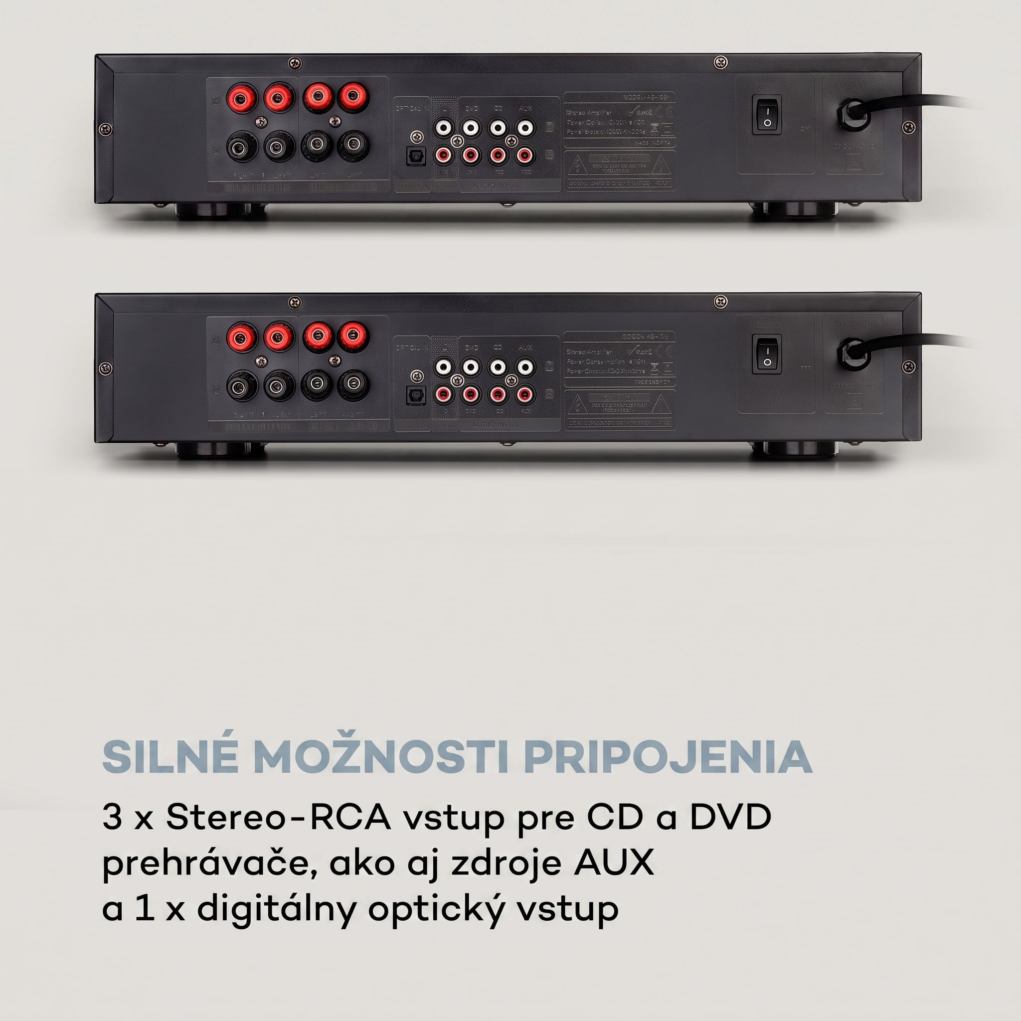 Auna AV2-CD608BT, HiFi stereo zosilňovač, 4 x 100 W RMS, BT, digitálny optický vstup, čierny – Obrázok 5