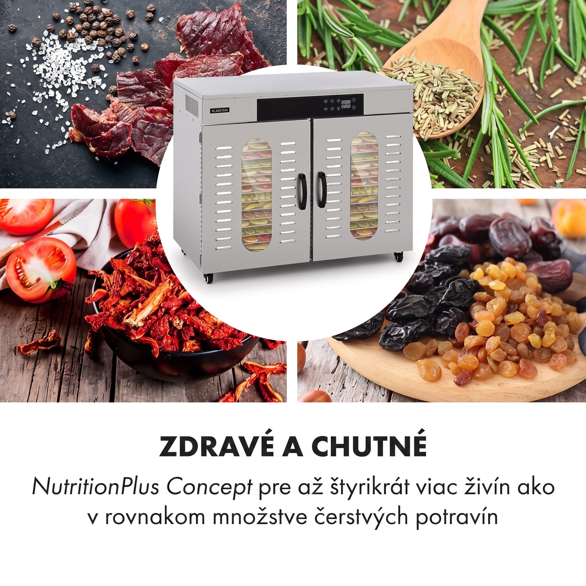 Klarstein Master Jerky 500, sušička potravín, 3000 W, 30 – 90 °C, 24 hod. časovač, nehrdzavejúca oceľ, strieborný – Obrázok 5